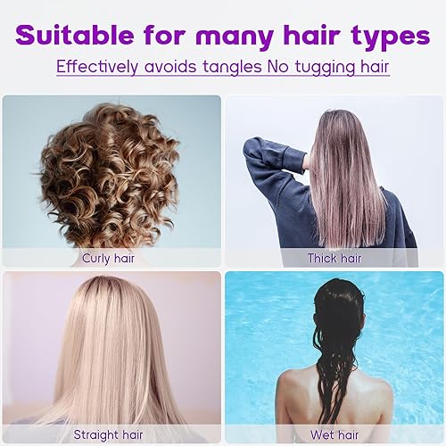 Miniatura 4 de Hairstreaq - Paquete de 2 cepillos para desenredar cabello rizado, cepillo desenredante de paleta para secado con secador, cepillos curvos