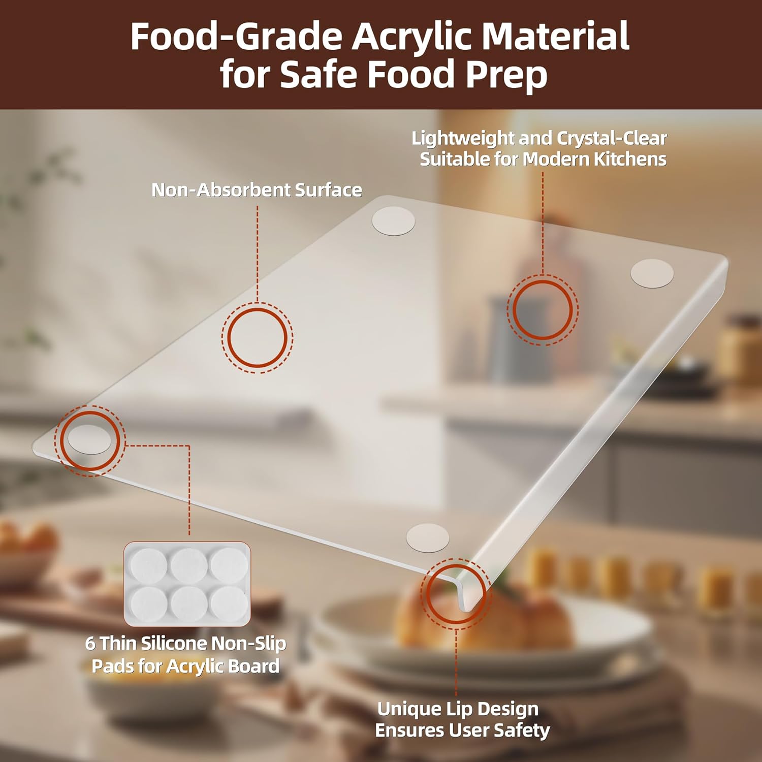 Checkered Cutting Board and Acrylic Cutting Board Set- 2-Piece Kitchen Board Set, Wood Checkerboard End Grain Chopping Boards with Juice Groove & Acrylic Board with Counter Lip