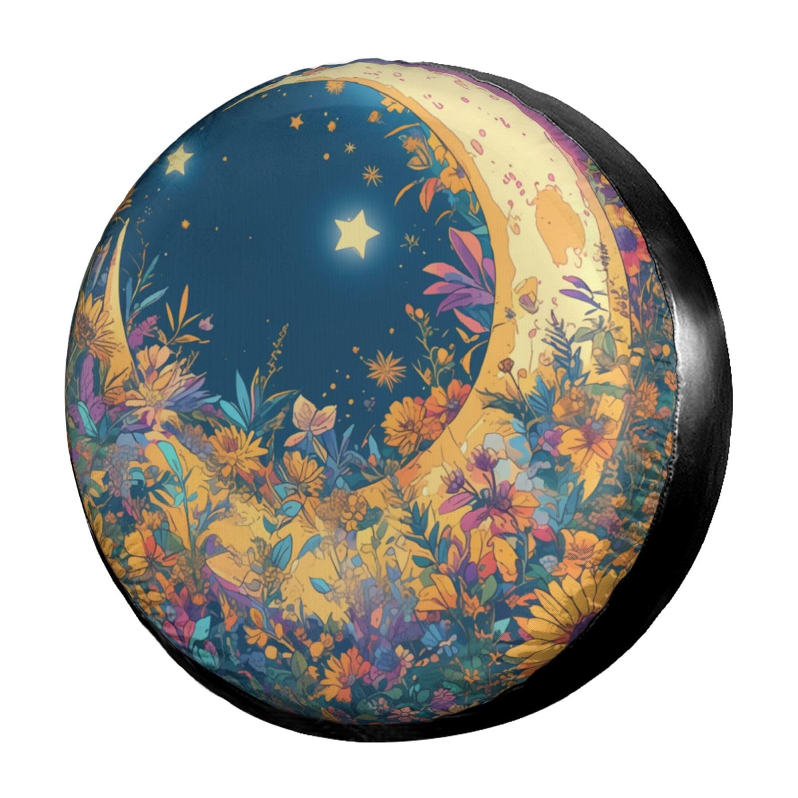 Dujiea Sun and Moon Psychedelic Mystic Spare Tire Cover, Universal Wheel Tire Cover Waterproof Dust-Proof Tire Protectors for Trailer Rv SUV Truck Camper and Many Vehicle 14 15 16 17 Inch