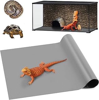 Reptile Carpet, Bearded Dragon Tank Accessories, Terrarium Liner Bedding, Non-Adhesive Terrarium Carpet for Bearded Dragon, Leopard Gecko, Snake, Lizard, Tortoise, Iguana Reptile Tank Grey(18"x72")