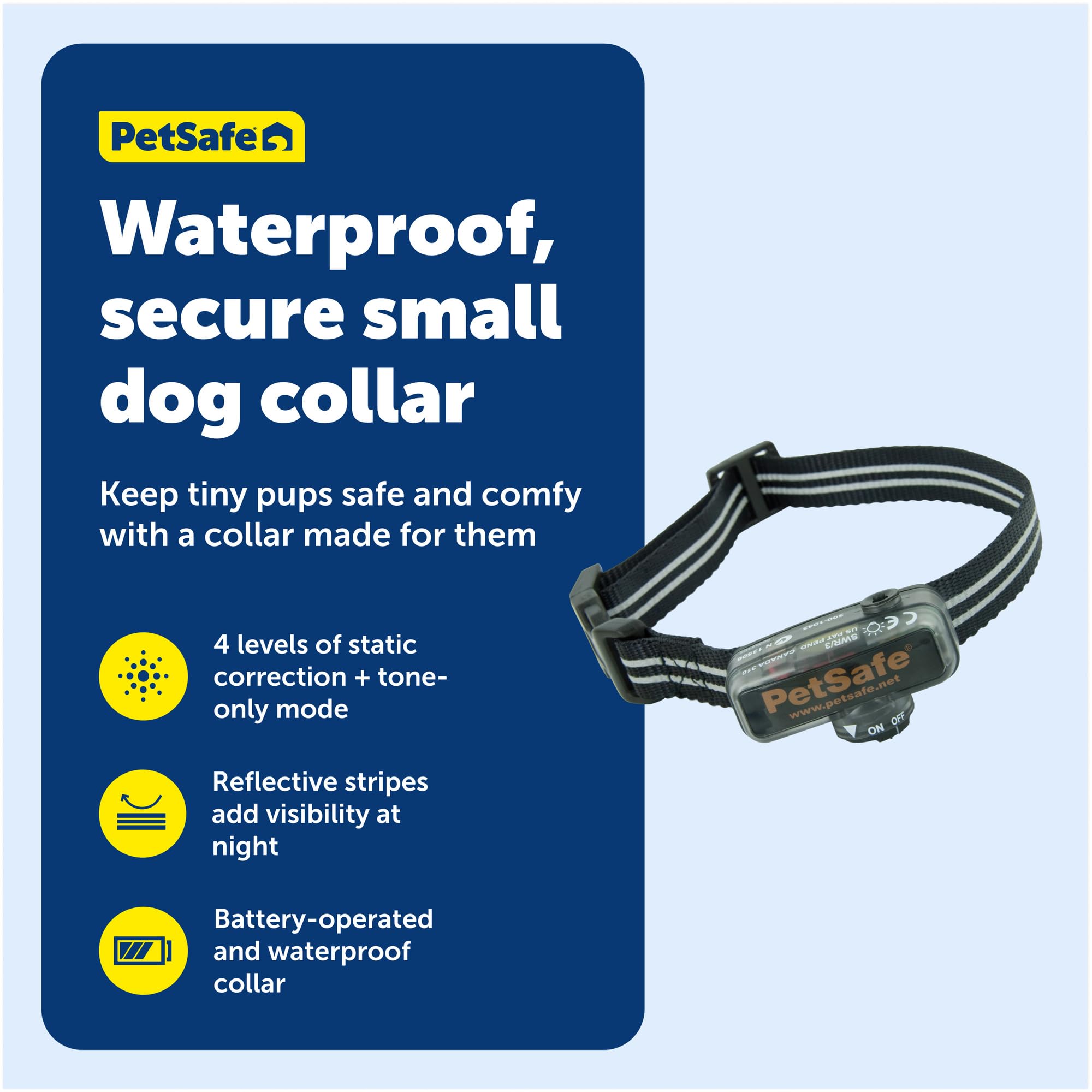 PetSafe - Collier Anti-Fugue pour Petit Chien Supplémentaire pour Clôture Anti-Fugue avec Fil PetSafe - Collier Léger et Imperméable - Sangle Réfléchissante