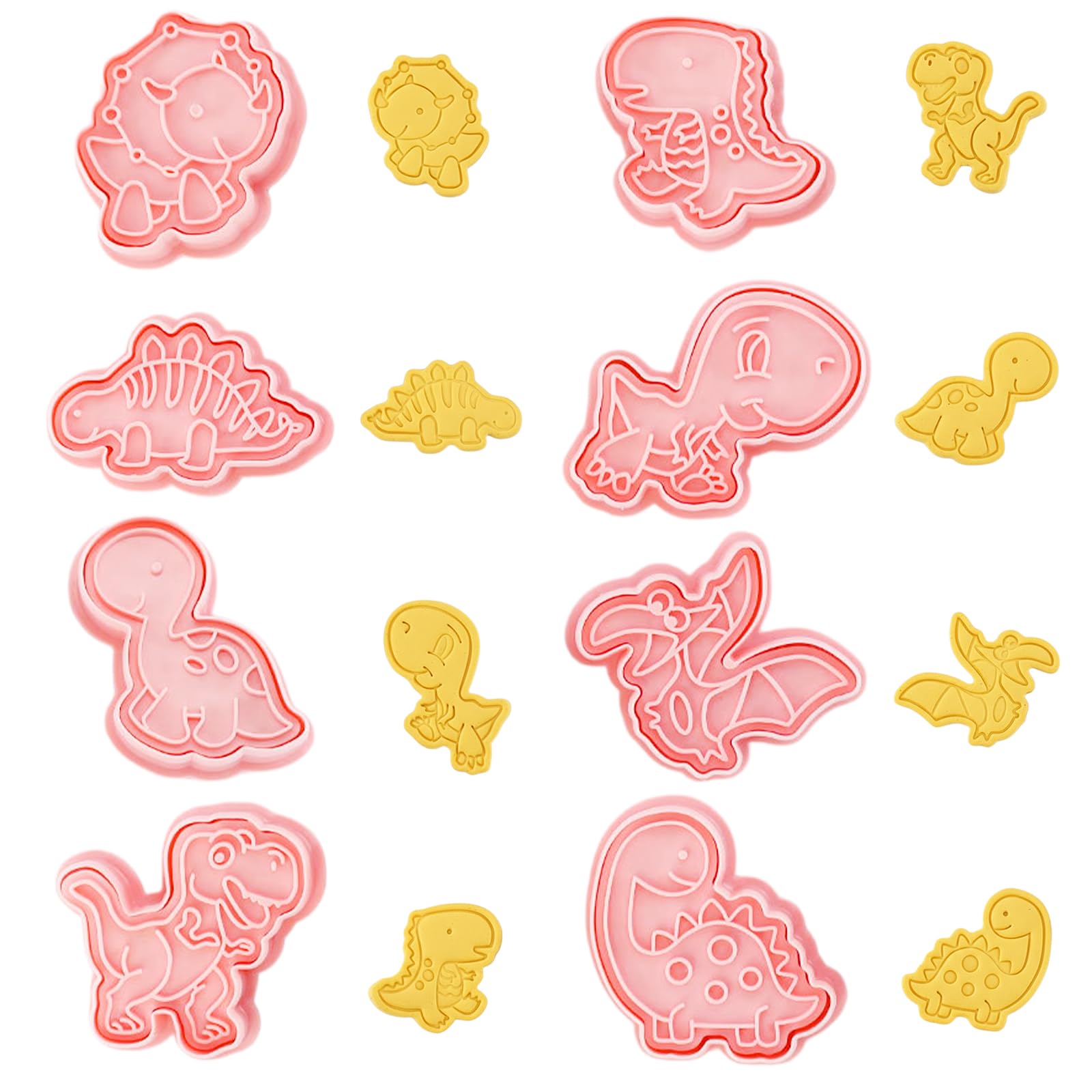 8 Pcs Animals Cookie Cutters, Plastic Cookie Stamps for Biscuits, Biscuit Cutters for Baking, Cute Cookie Cutters for Kids Children DIY Chocolate Mould (Dinosaur)