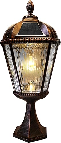 Miniatura 12 de Gama Sonic Lámpara solar para exteriores, acabado de bronce envejecido, bombilla real, vidrio biselado, lámpara individual con montaje de montaje