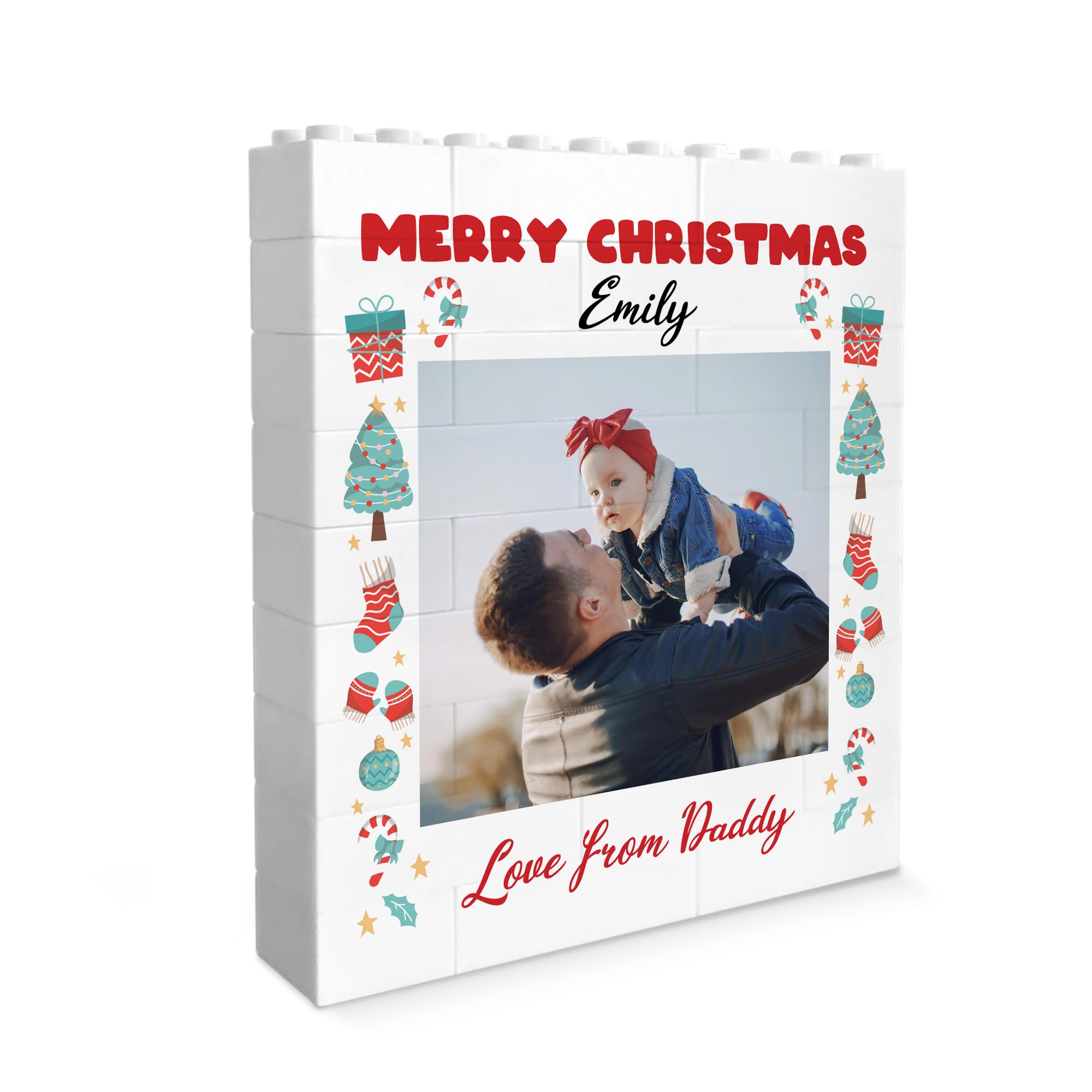 Red Ocean Merry Christmas For Son Daughter Personalised Brick Photo Block Puzzle For Him Her From Mum Dad Novelty Daughter Son