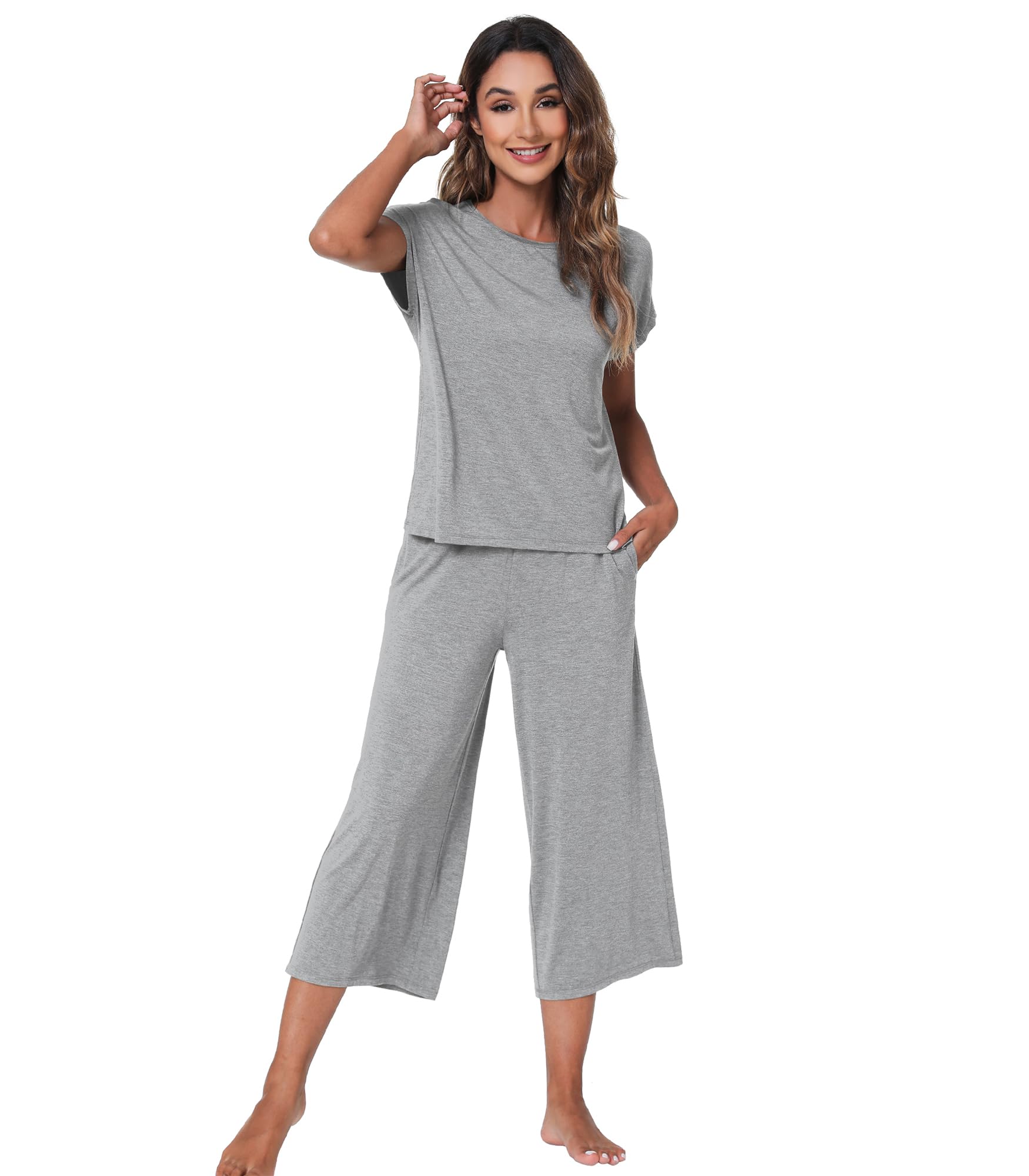 WiWi Women's Pajamas Sets Bamboo Viscose Capri
