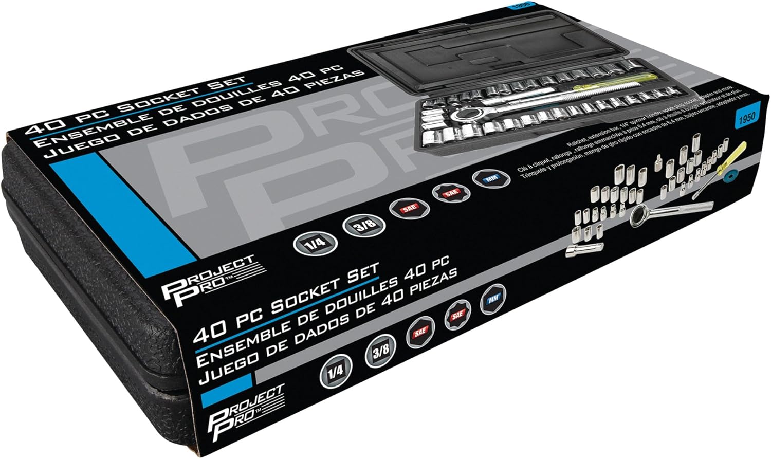 Performance Tool 1950 40-Piece Socket Set for Mechanics and DIY Enthusiasts - Durable and Versatile Tool Kit for Automotive and Home Repairs