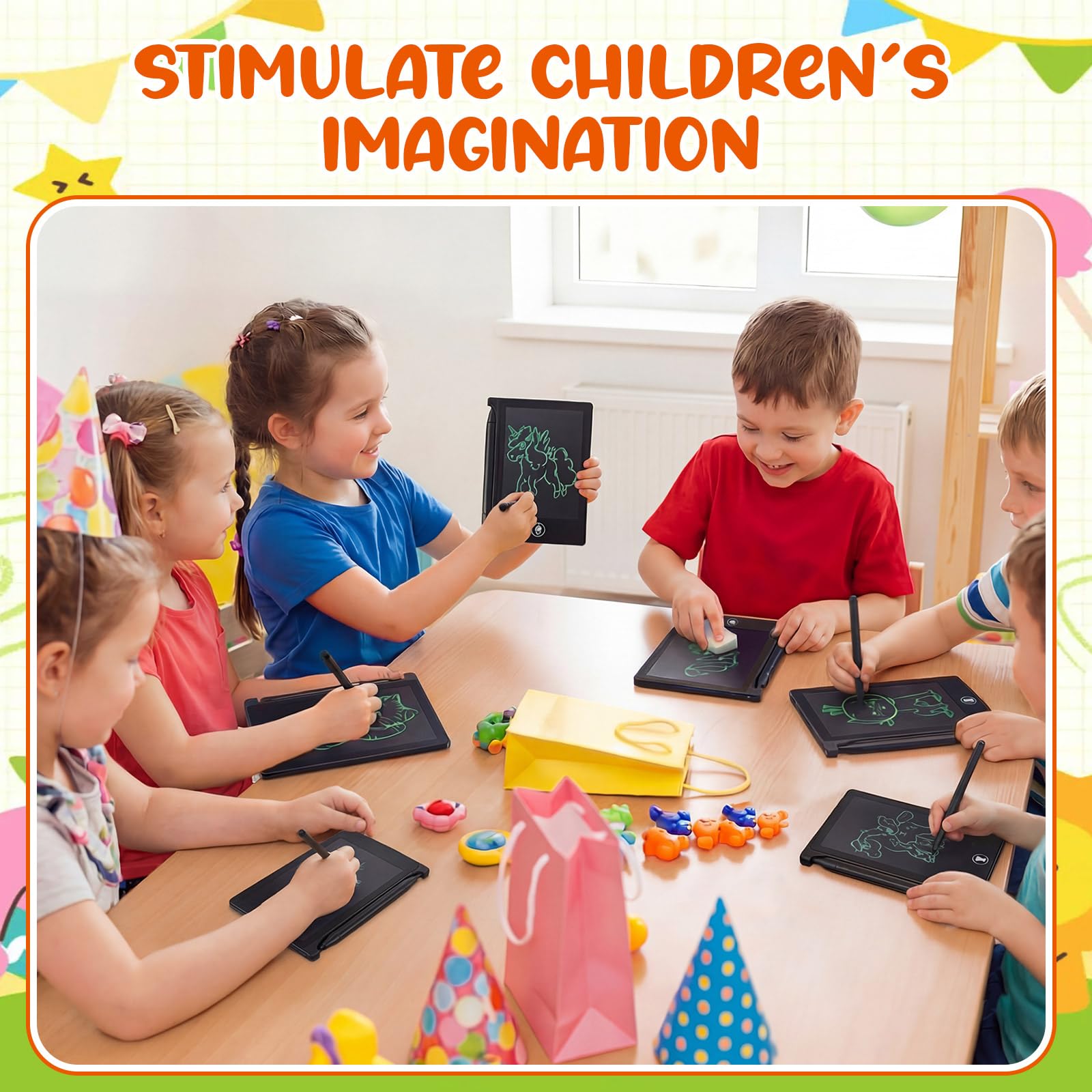 24 tavolette da scrittura LCD per bambini, mini blocco da disegno elettronico, 11,4 cm, regalo per feste per bambini (cornice nera)