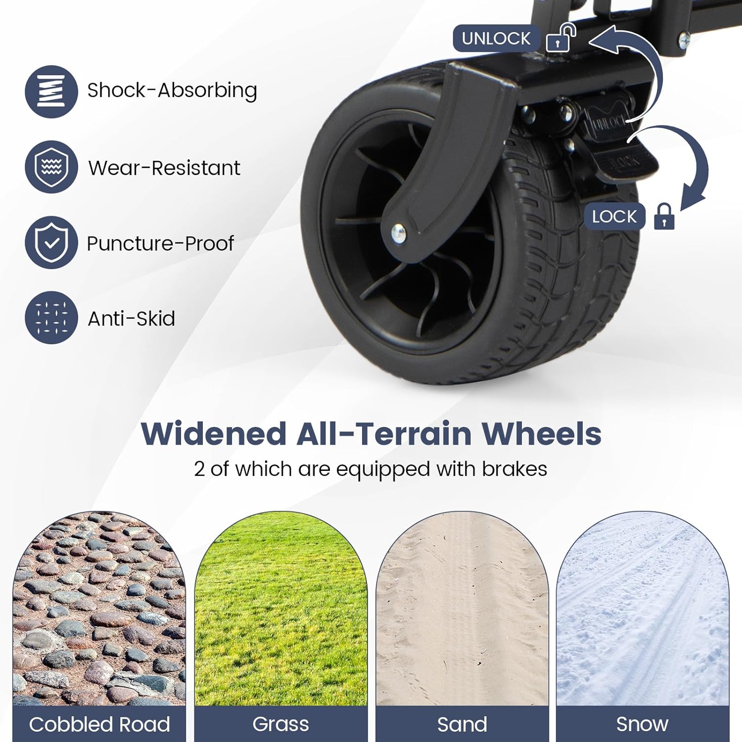 Goplus Collapsible Wagon w/Canopy, Folding Garden Cart w/Adjustable Handles, Detachable Storage Bag & Big Wheels, Heavy Duty Outdoor Utility Cart for Camping, Beach & Shopping (Black)