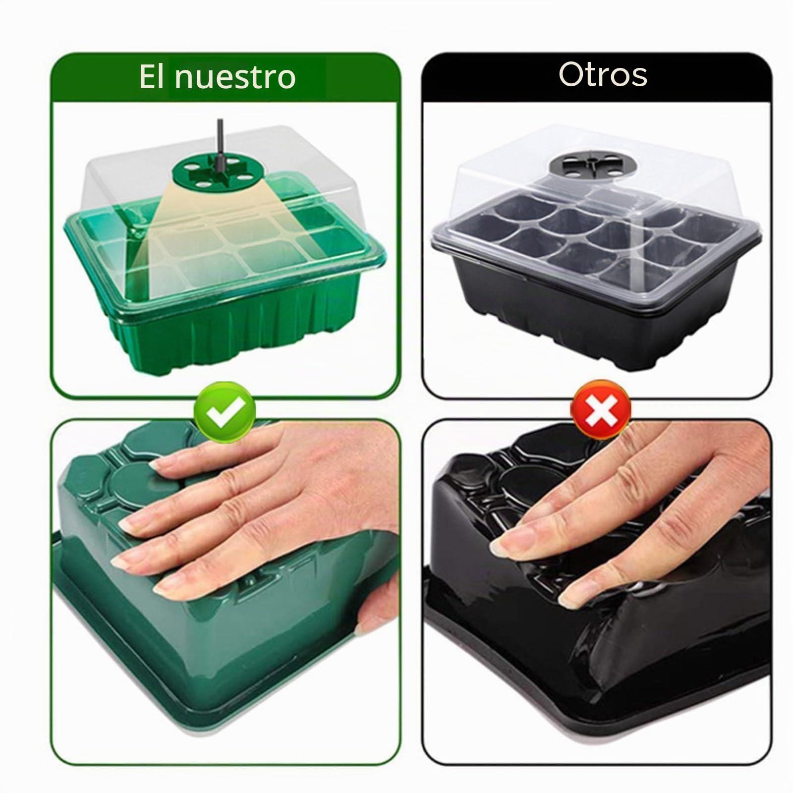 Bandejas Semilleros con Lámpara Germinacion Plántulas,6 Pcs Mini Invernadero Pequeño con Temporizadores de Tiempo y Brillo Ajustable Luz para el Crecimiento y Desarrollo de Las plántulas