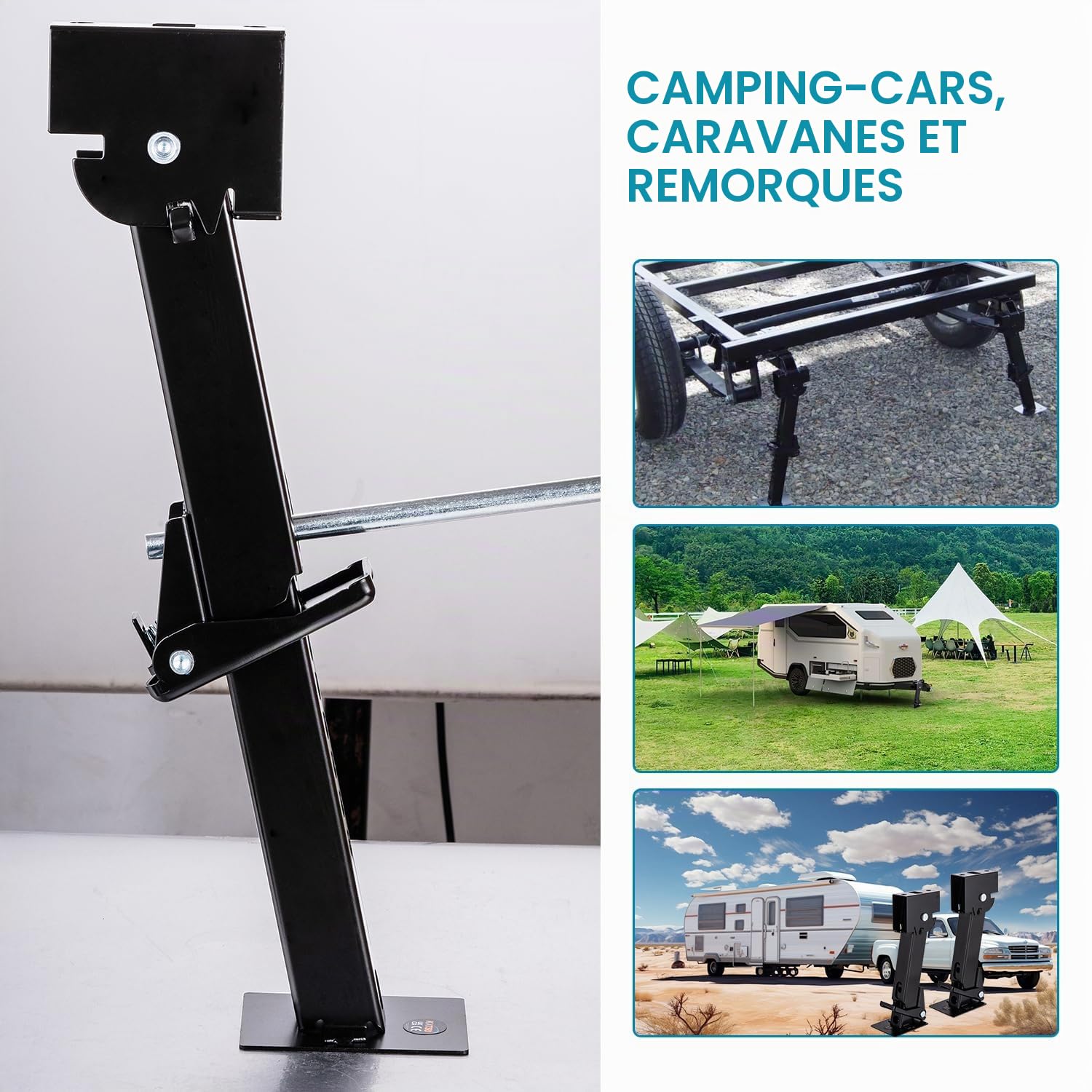 KATSU 2 Pièces RV Crics de Support Stabilisateurs Pliables Télescopiques 11-1/2" à 18", Capacité de 1000 lbs, pour Camping-Car et Remorque de Voyage
