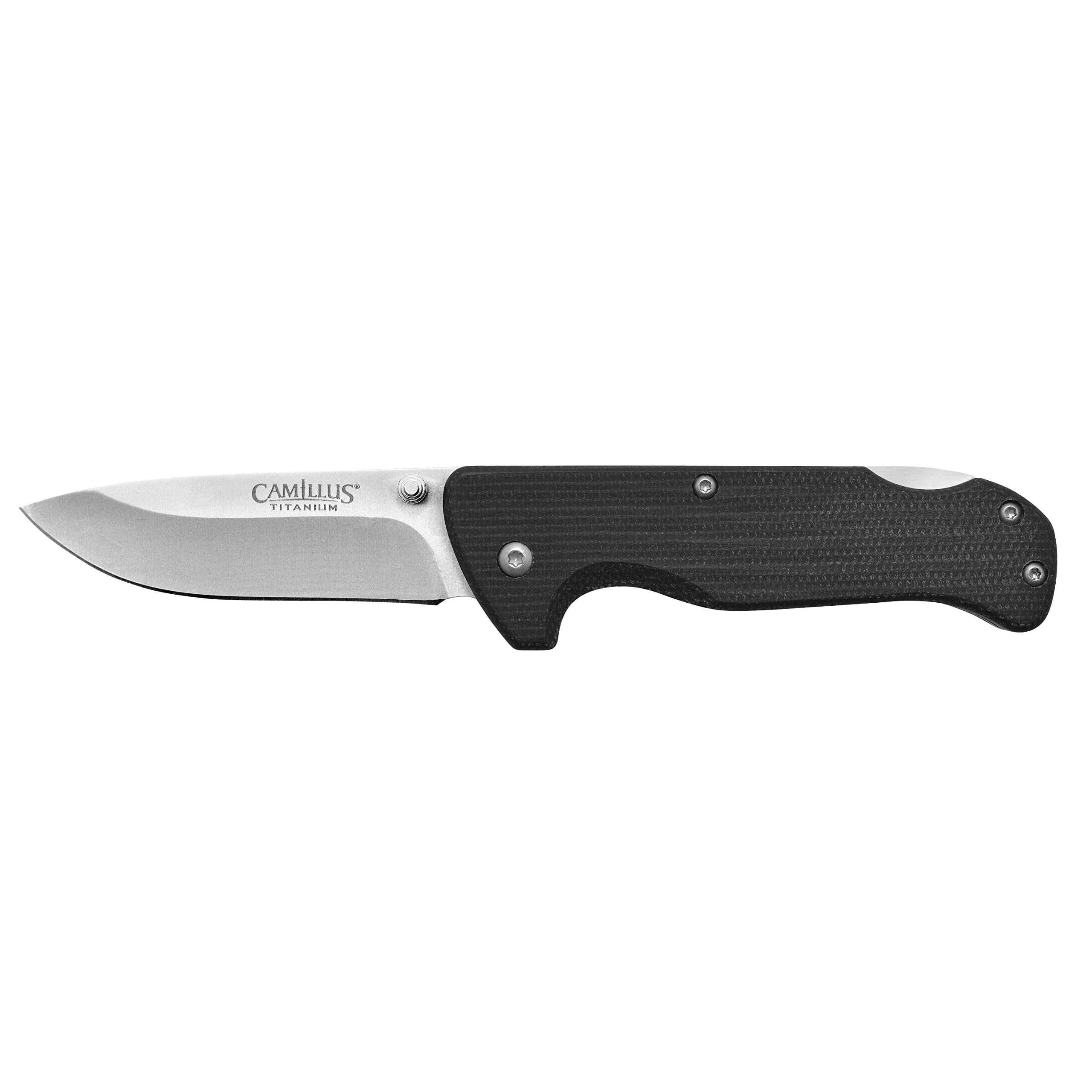 Bushcrafter Mini 6.75" Black Compact Durable Drop Point 440 Stainless Steel Everyday Carry Folding Pocket Knife with Micarta Handle & Pocket Clip