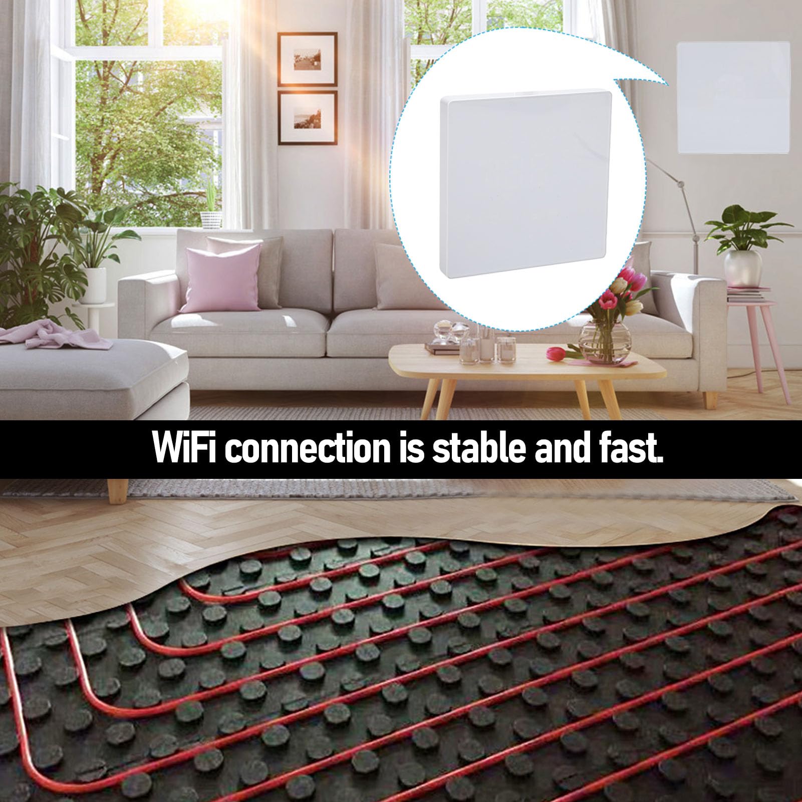 Tbest Thermostat Intelligent avec Télécommande, connectivité WiFi et Thermostat d'écran LCD, Processus d'installation Simple pour la Mise à Niveau Conviviale (White)