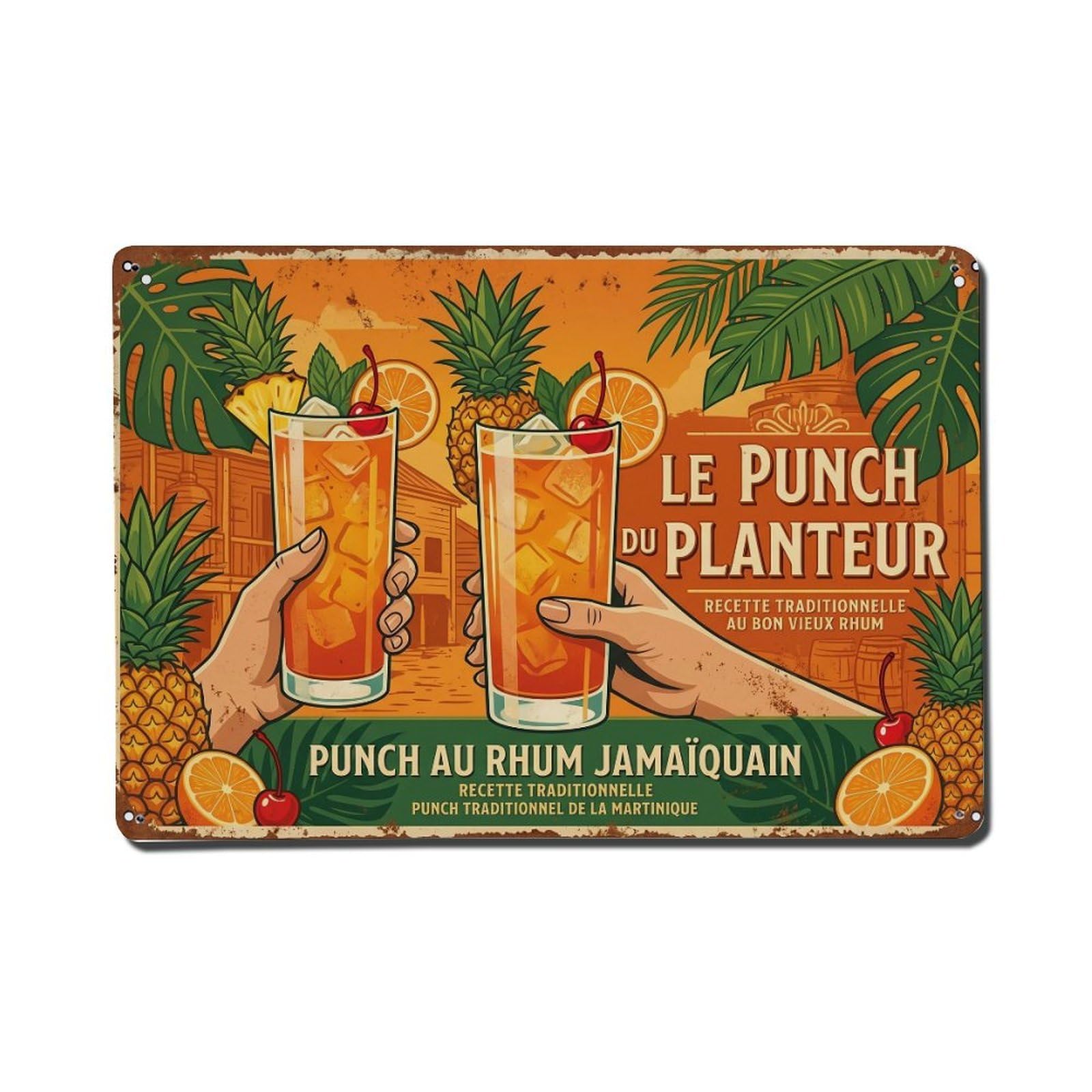 Planters Punch Perfect Balance Metal Tin Sign Plaque Wall Decor for Cafe, Club Bar, Office, Home Garden Metal Poster 8x12Inch
