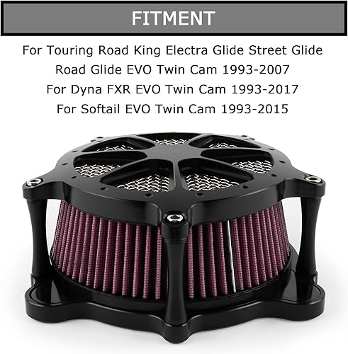 Miniatura 3 de PSLER Kit de sistema de filtro de admisión de filtro de aire Corte de contraste para Twin Cam EVO Dyna FXR Softail 1993-2015 y Touring Road King