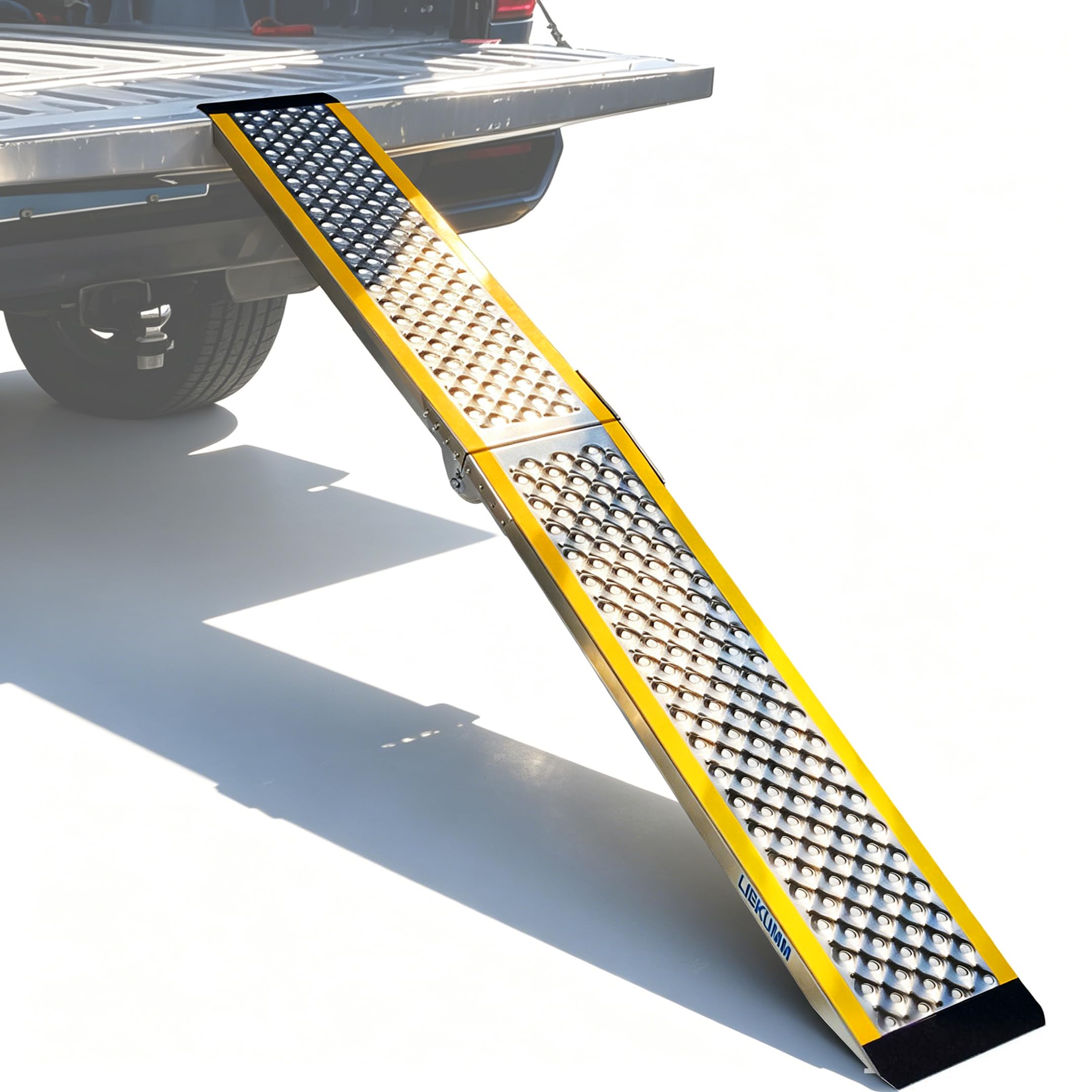 LIEKUMM Rampa di carico leggera per moto, 200 x 21,5 cm, pieghevole, in alluminio, per furgoni, portata 300 kg, antiscivolo, portatile, per E-bike, Dirt Bike, scooter, bici
