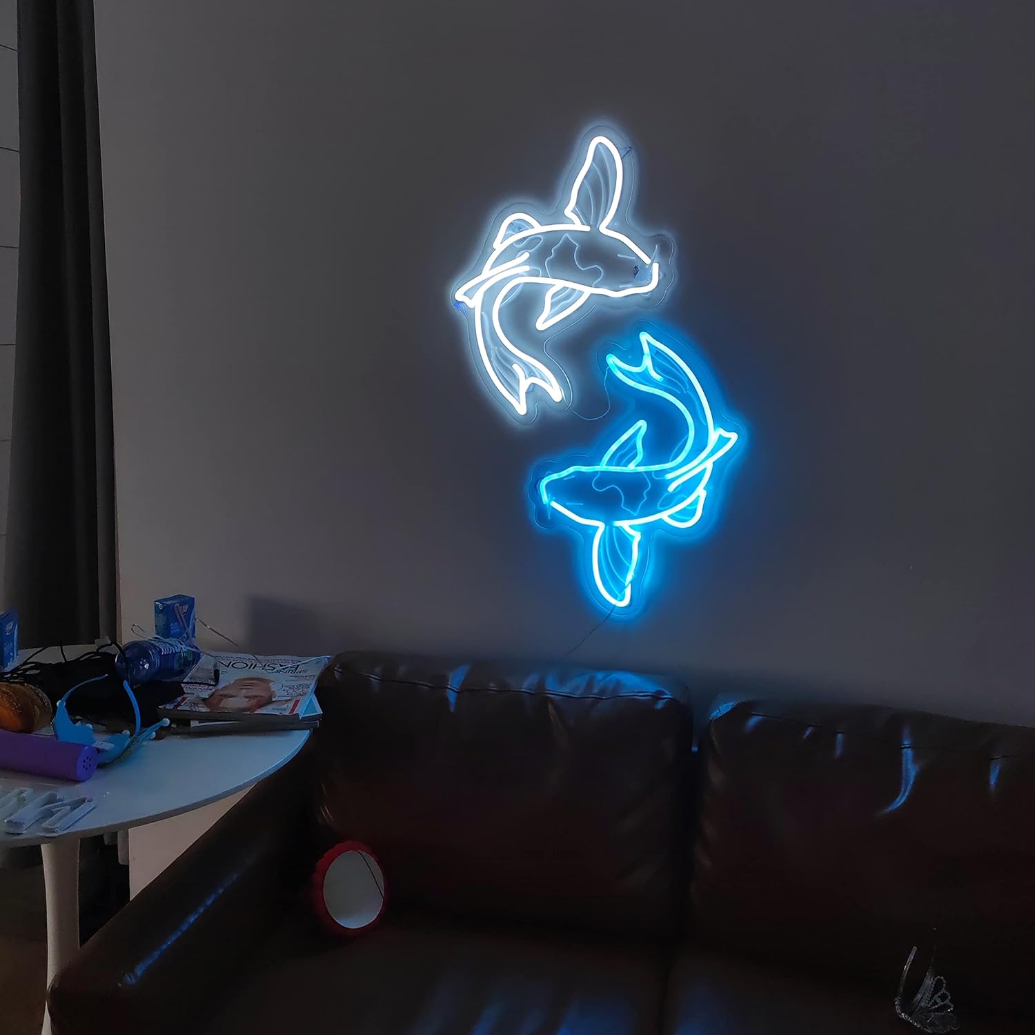 Koi Fish Neon Sign, Handmade Traditional Tattoo Japanese Koi Fish LED