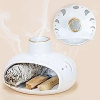 ZenBless 4-in-1 Ceramic Incense Holder for Palo Santo, Sage Sticks, Cones & Tealight – Handcrafted Ash Catcher with Chimney for Yoga Meditation Decor