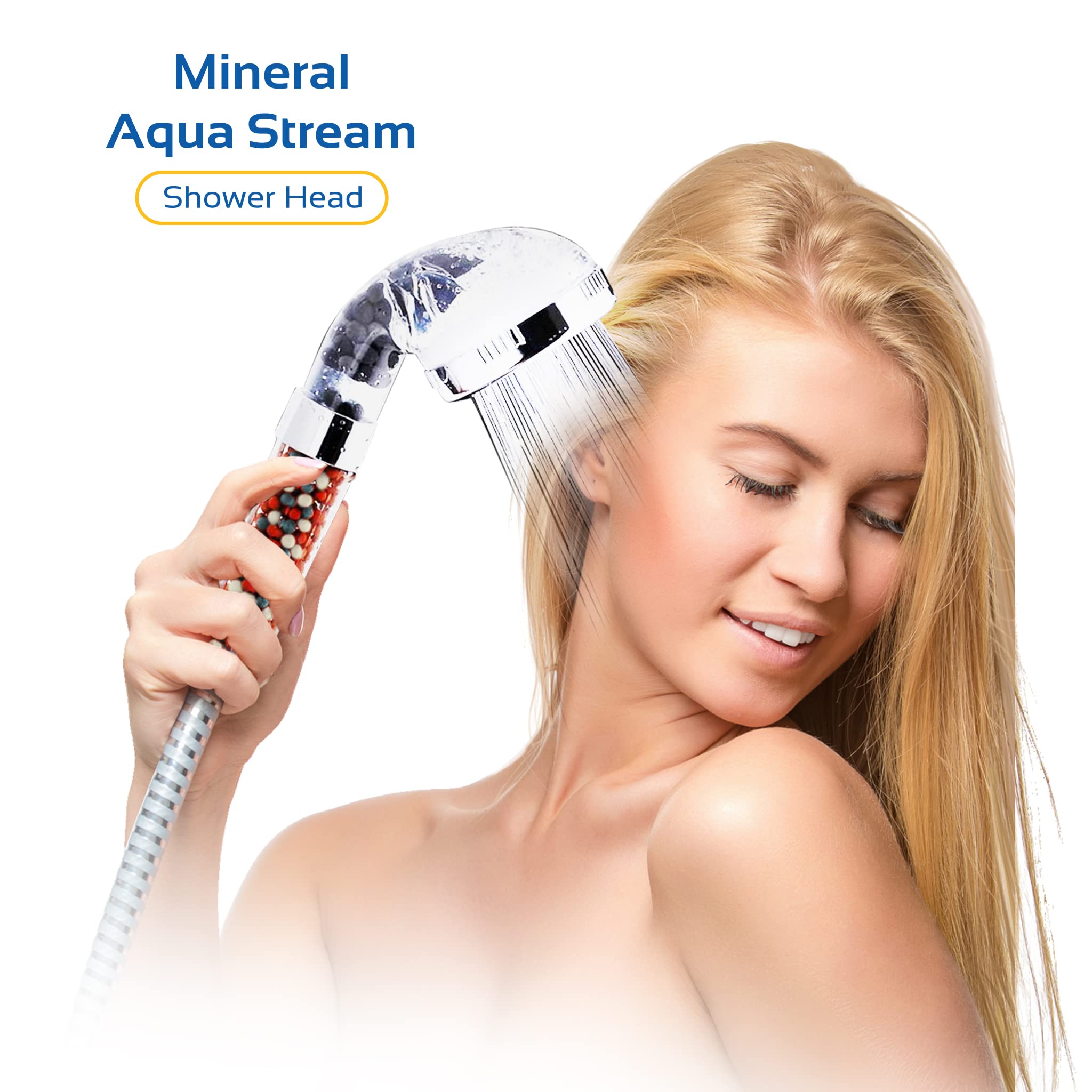 Mineral Aqua Stream - Cabezal de ducha filtrado - Filtro de cabeza mineral - Purificador de flujo para niños, mascotas y adultos - Cuida tu piel - Purifícate