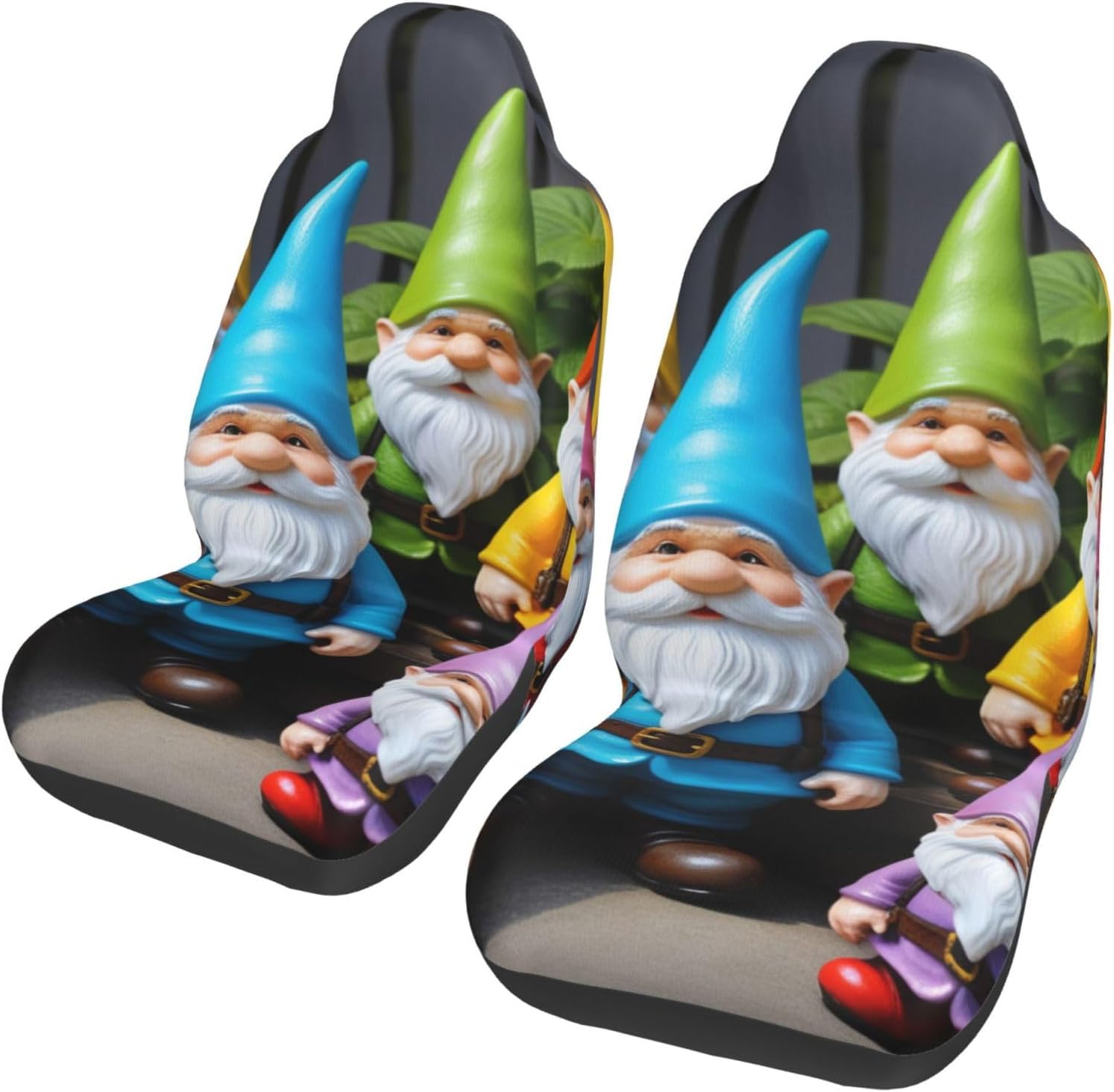Colorful Gnomes Printed Car Seat Covers,Cute Universal Car Seat Cover Set for Front Seats Elastic Carseat Protector fit Cars,Vans,SUV,Truck