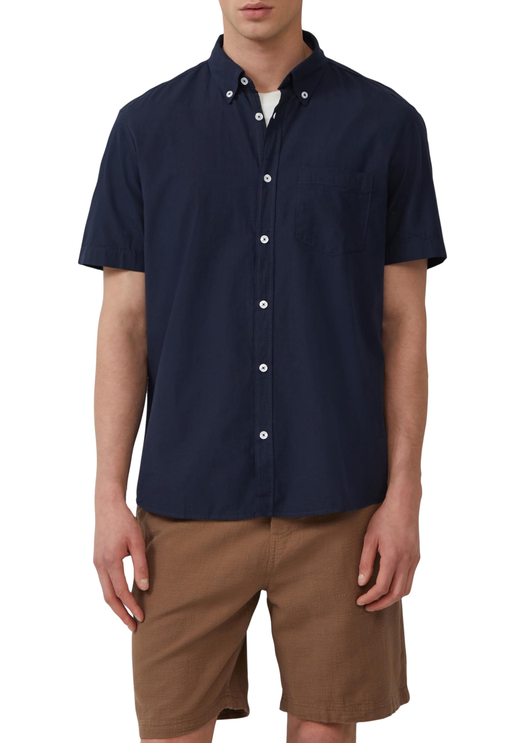 s.Oliver Regular Fit: Kurzarmhemd mit Struktur-Streifen und Button-Down-Kragen