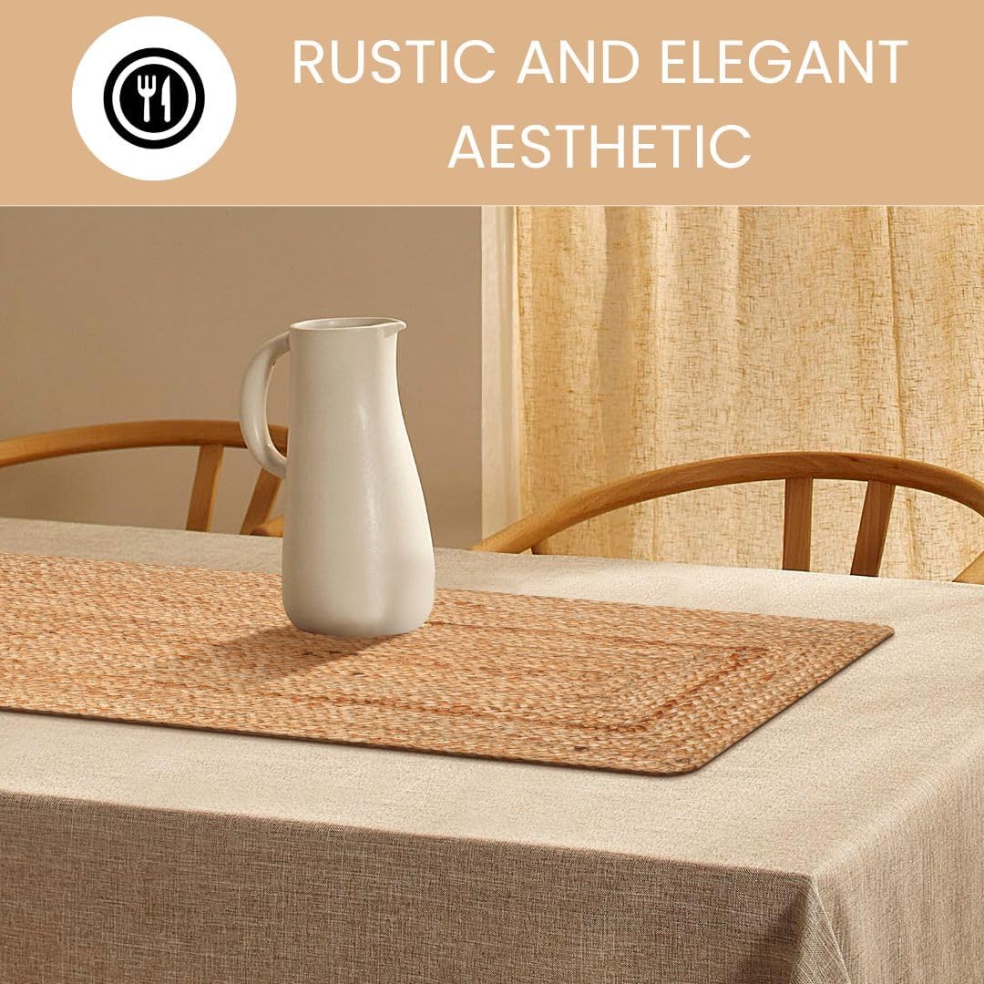 Natural Jute Braided Table Runner 36 inches Long - 13x36 Farmhouse Jute Burlap Braided Table Runners - 100% Jute Handcrafted Rustic Vintage Dining Table Runner Natural