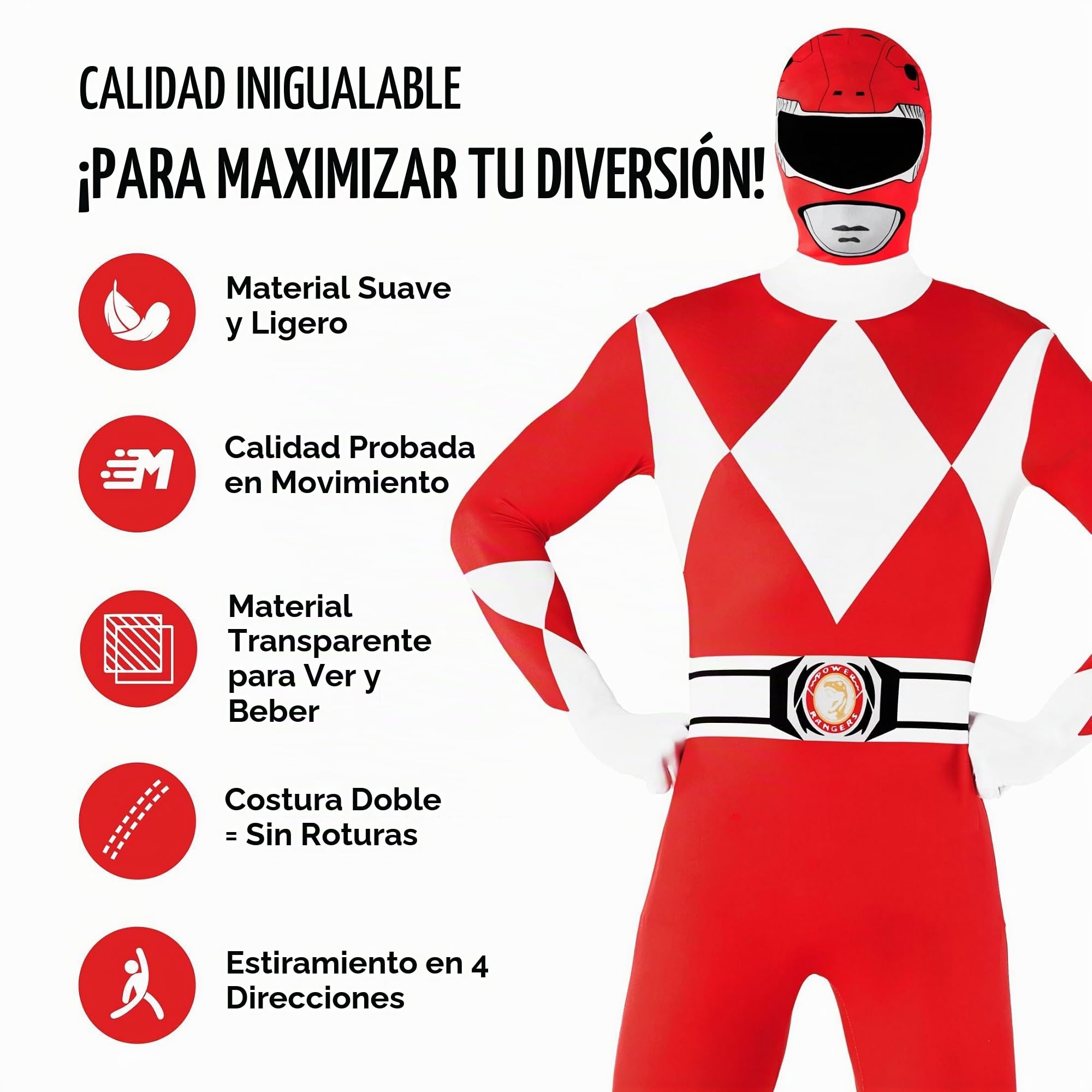 Morphsuits Disfraz Power Ranger Adulto, Disfraz Halloween Hombre
