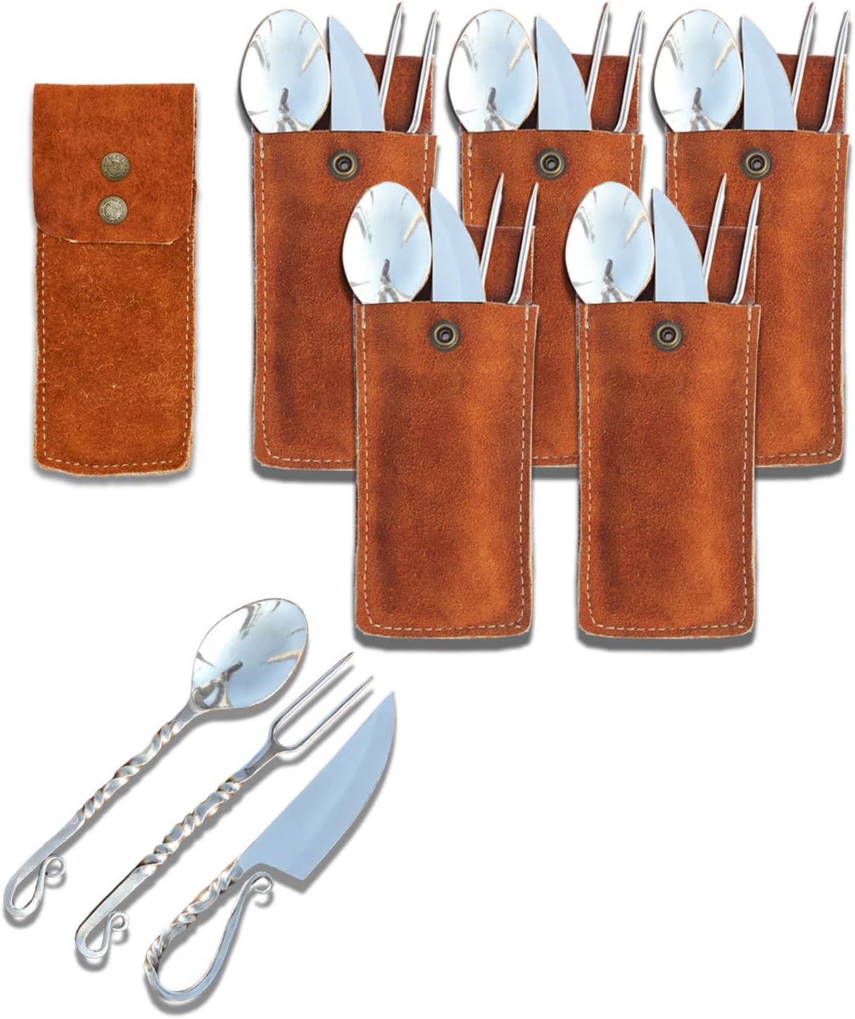 Viking Medieval Cutlery Set: Hand Forged 3-Piece Blade & Utensils