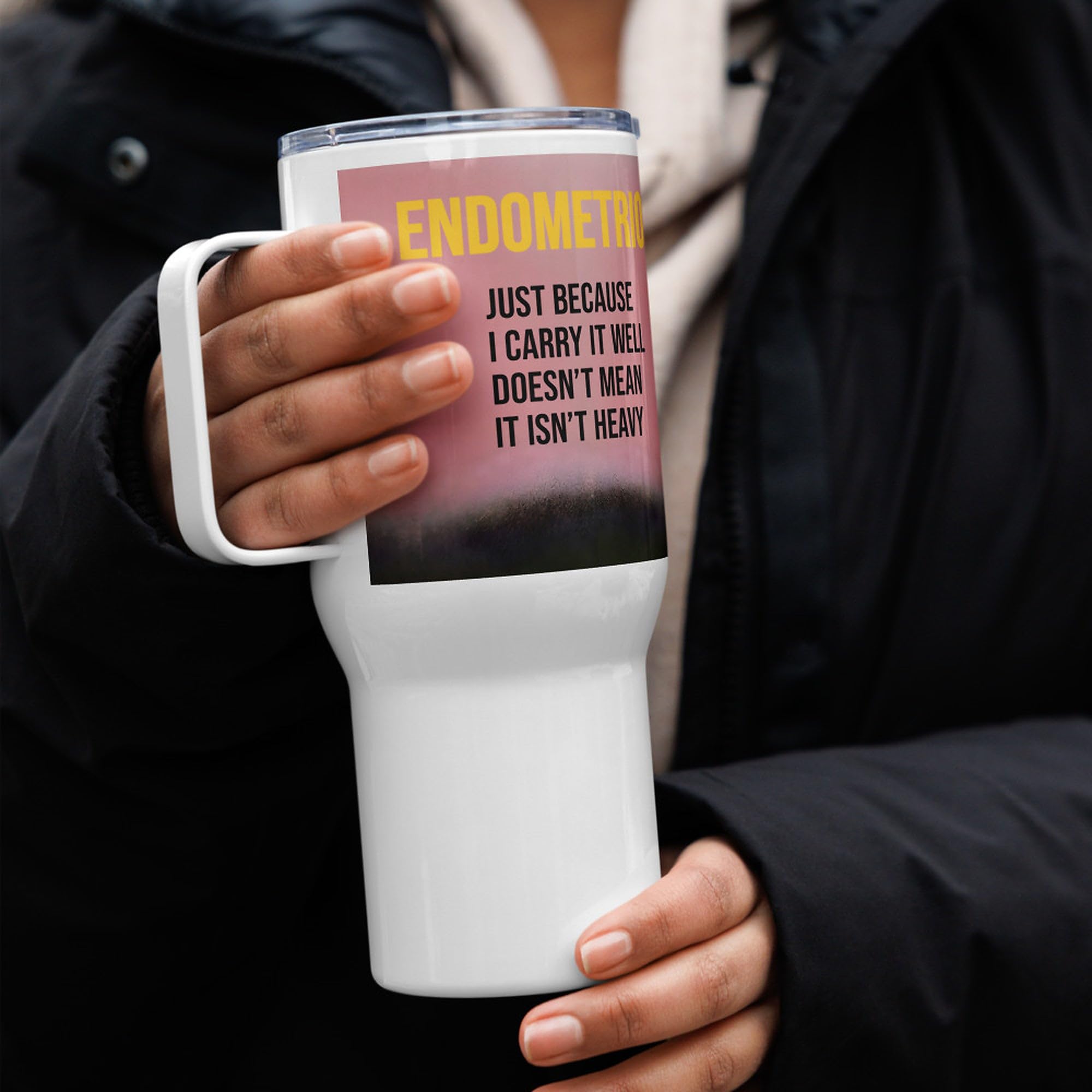 Taza de Viaje Endometriosis con Asa, Regalo para la Comunidad Endo