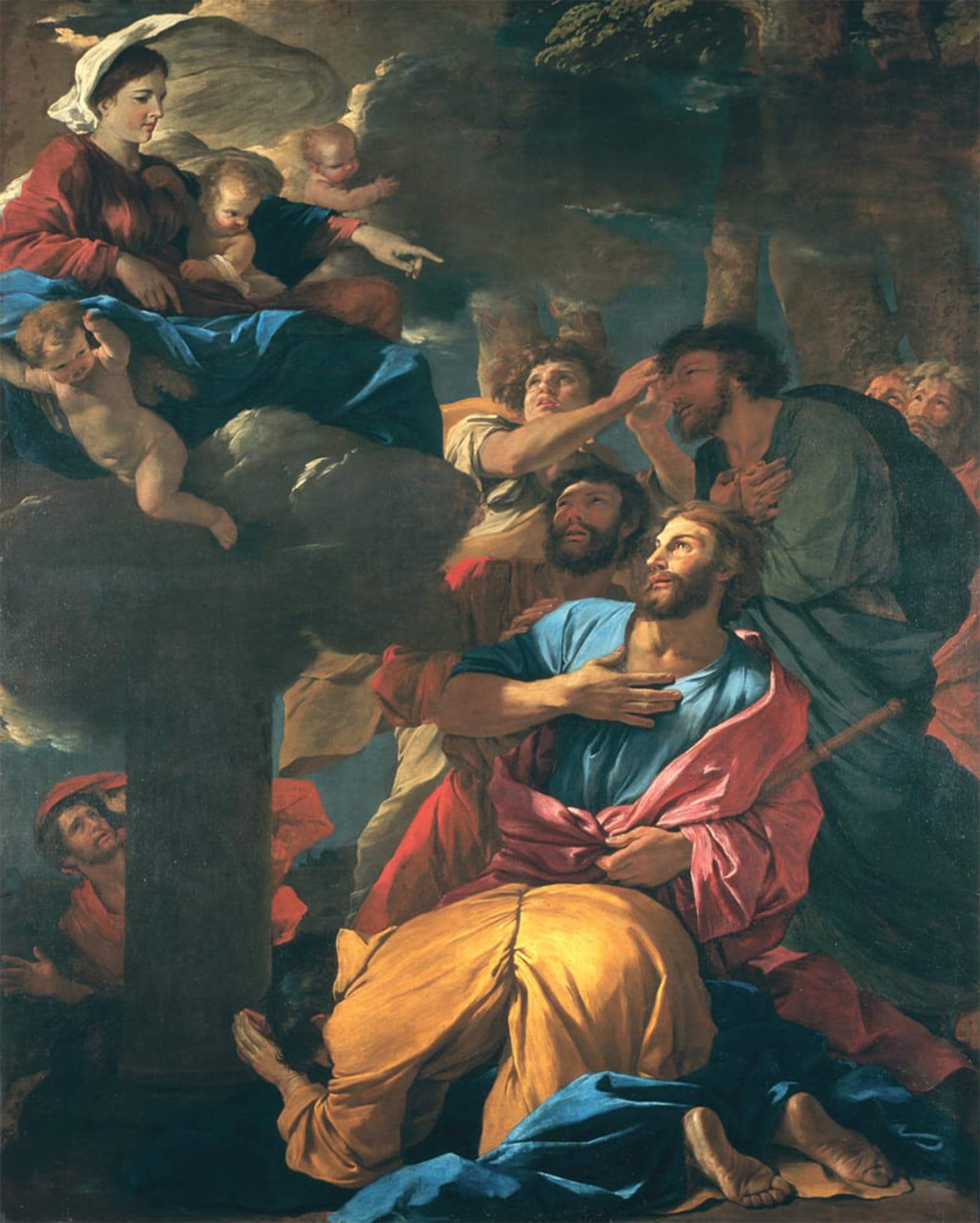 ARTXLXXBN Famous Art Print Poster Vintage Wall Art the Apparition of the Virgin the Great by Nicolas Poussin Canvas Art Poster for Home Decor 60x90cm