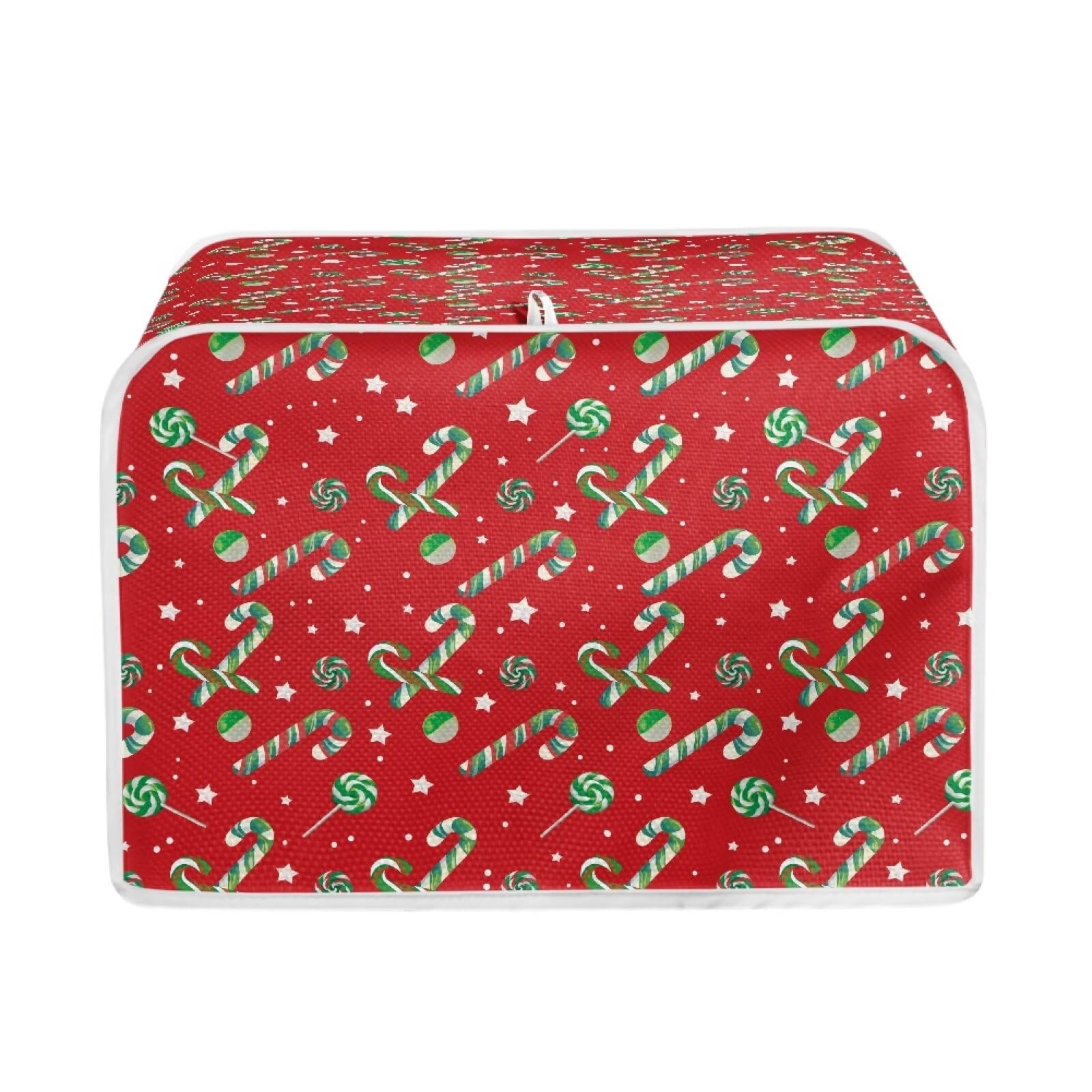 Candy Cane Toaster Covers Fit for Most 2 Slice Standard Toasters Decorative Bread Toaster Cover for Christmas Bakeware Protector Kitchen Accessories Decor with Top Hook
