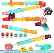 Zeawavsl Jouet de Bain for Children, 44 Pièces DIY Ball Track Bathtubs Jouet de 3 4 5 6 Ans, Jouets de Baignoire avec Aspiration, Cadeaux pour Enfants (44)