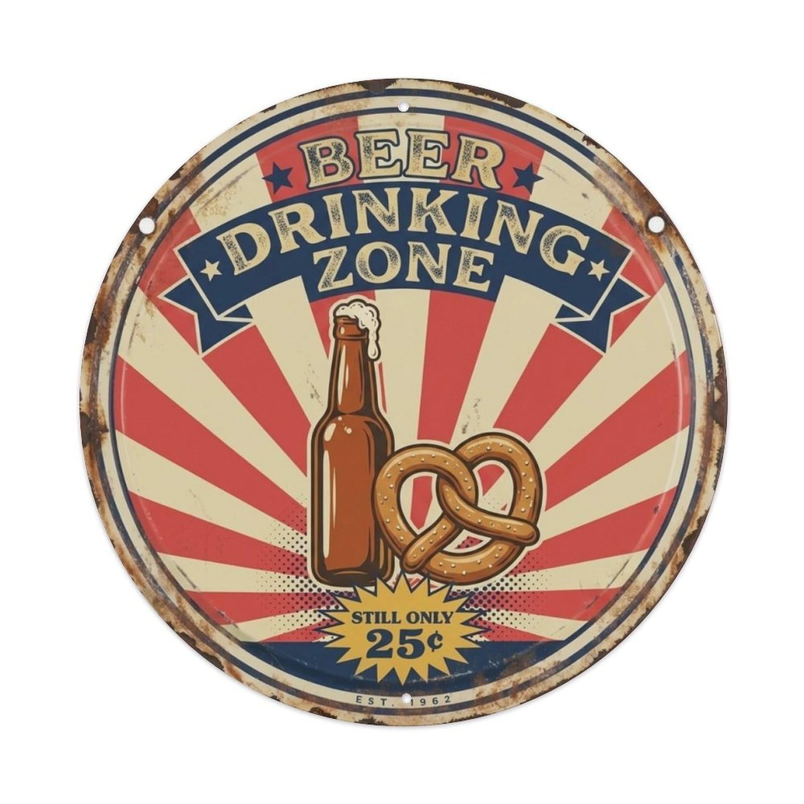 Beer Drinking Zone Metal Tin Sign Plaque