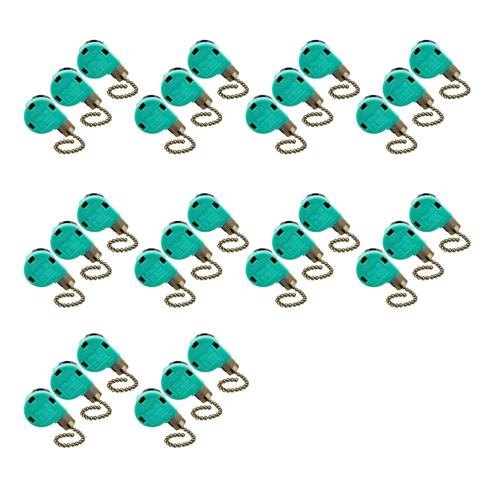 Jnchdghwa Green&Copper 30 Pack Ceiling Fan Switch 3 Speed 4 Wire Ze-268S6 Fan Pull Chain Switch Replacement Speed Control Switch