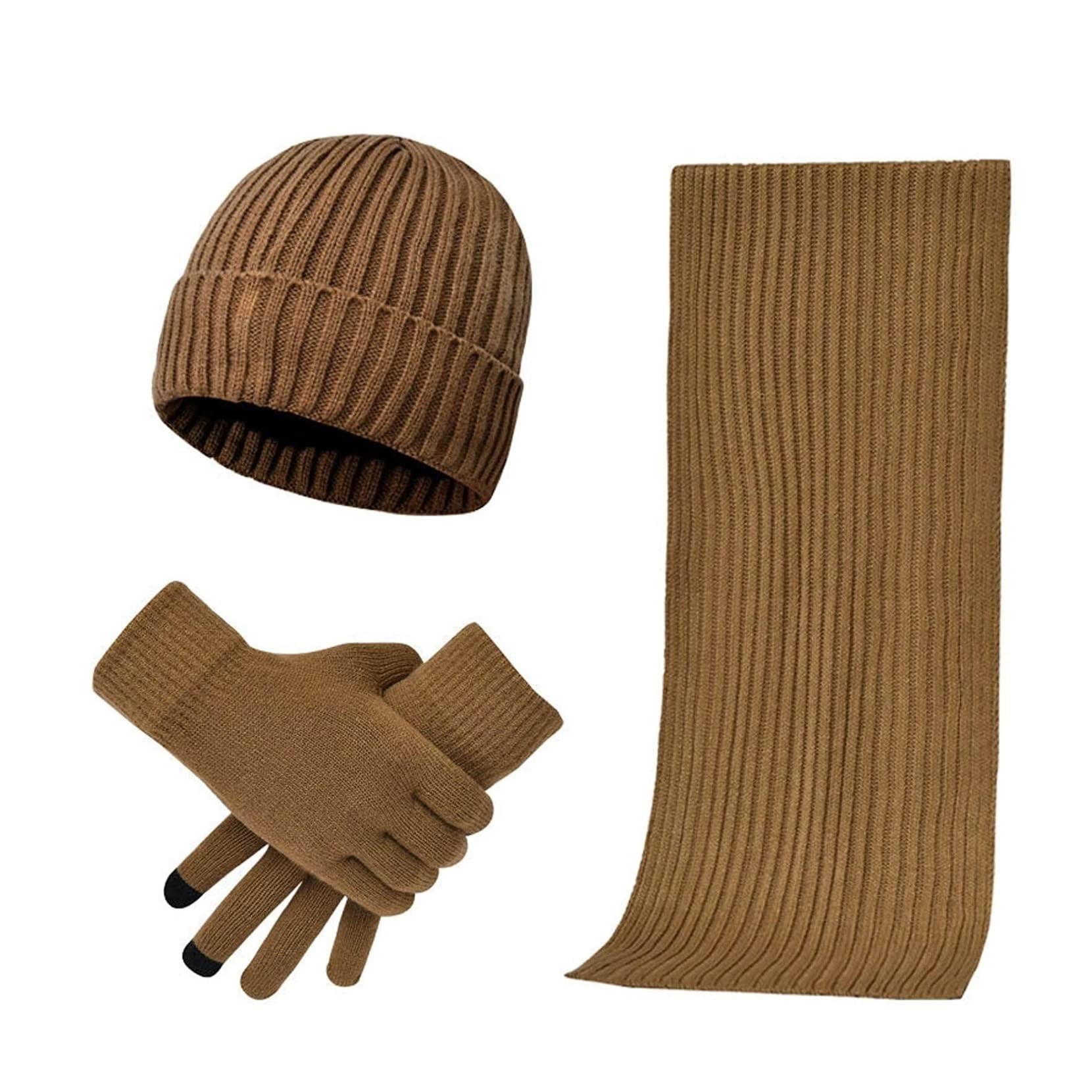 Bufanda Chal Conjunto De Guantes Y Bufanda De Gorro Cálido Grueso De Punto Para Hombre Y Mujer De 3 Piezas En Otoño E Invierno Suave y Cálida