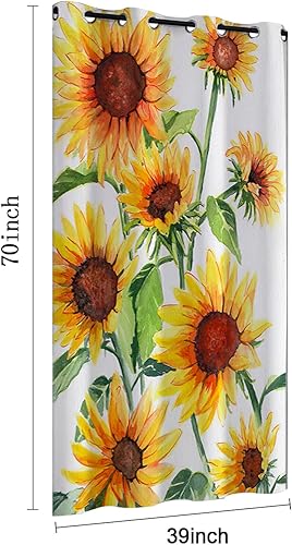 Miniatura 2 de Cortina para puerta de entrada, con aislamiento térmico, deslizable, con arandelas, divisor para dormitorio, girasoles, 1 panel de 39 pulgadas de