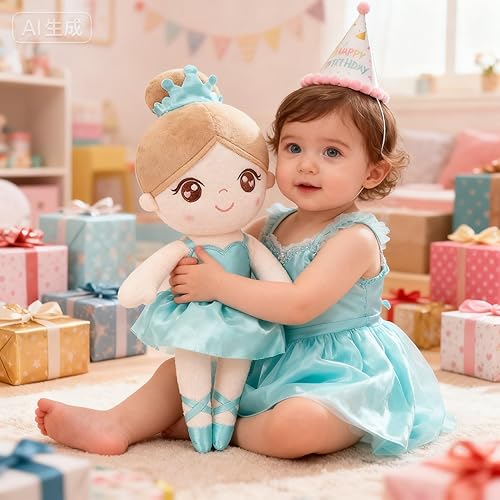 Miniatura 9 de Gloveleya - Regalos para Niñas - Muñecas de Peluche Suave de Ballet Niña, Muñeca de Ballet Verde Menta de 14 Pulgadas con Caja de Regalo
