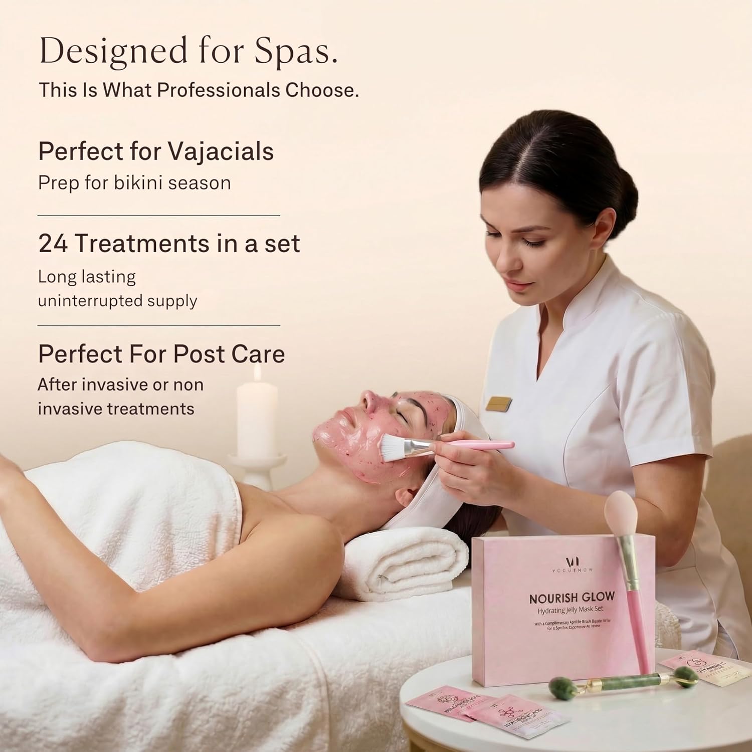 Jelly Mask for Facials - 24 Flavors Hydrating & Brightening Jelly Face Masks | Free Jade Roller & Spatula | Bulgarian Rose, Lavender, Hyaluronic Acid, 24K Gold face mask skin care |Vajacial Jelly Mask