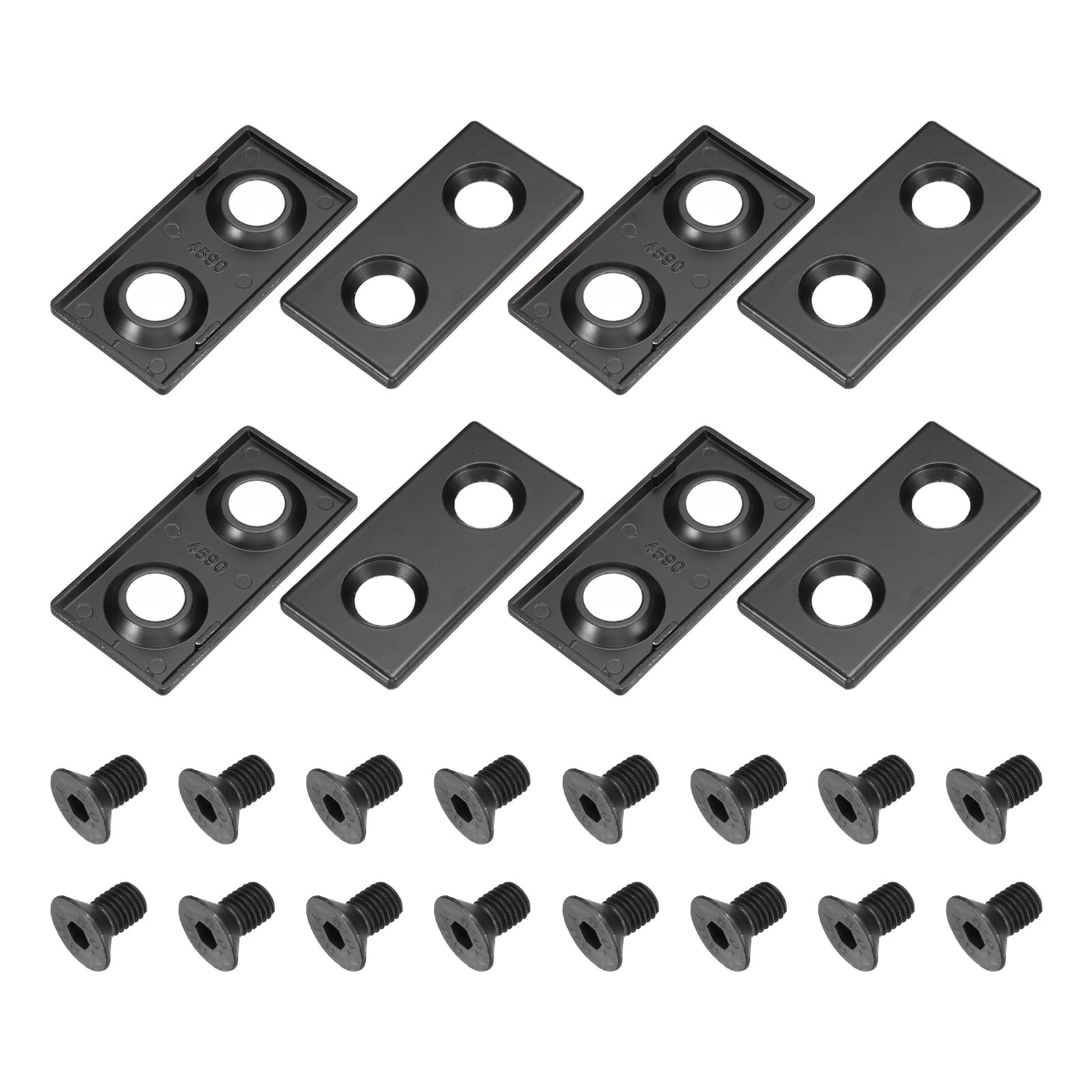 sourcing map 8 Pcs 4590 EU Standard T-Slot 17.5mm Hole Dia Aluminum Extrusion End Cap 90x45mm Black for Fish Tank Rack, Storage Rack with Push-in Fastener