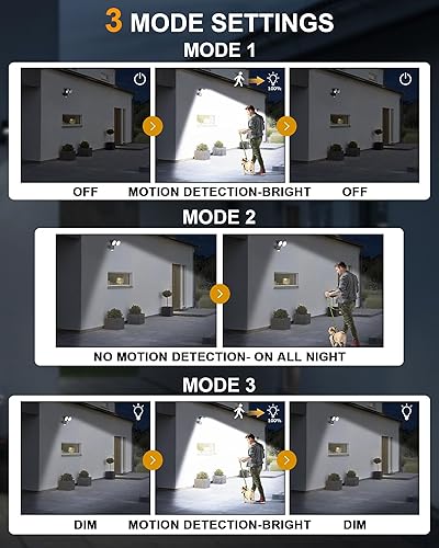 Miniatura 5 de Luz solar de seguridad con cable de 16.4 pies, luces de exterior con sensor de movimiento súper brillante, luz de inundación ajustable de 2