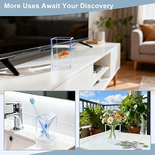 Miniatura 7 de Paquete de 10 soportes acrílicos transparentes para bolígrafos, organizador de escritorio para lápices, soporte para brochas de maquillaje,