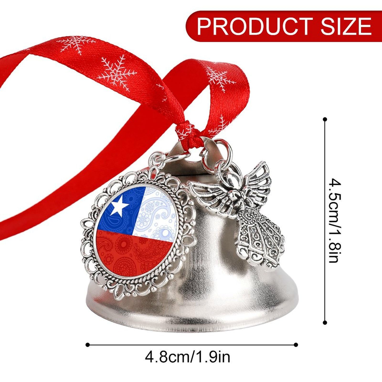 Chilean Flag Paisley Pattern Funny Christmas Bell Ornament Cute Xmas Tree Hanging Pendant Decoration for Holidays Party