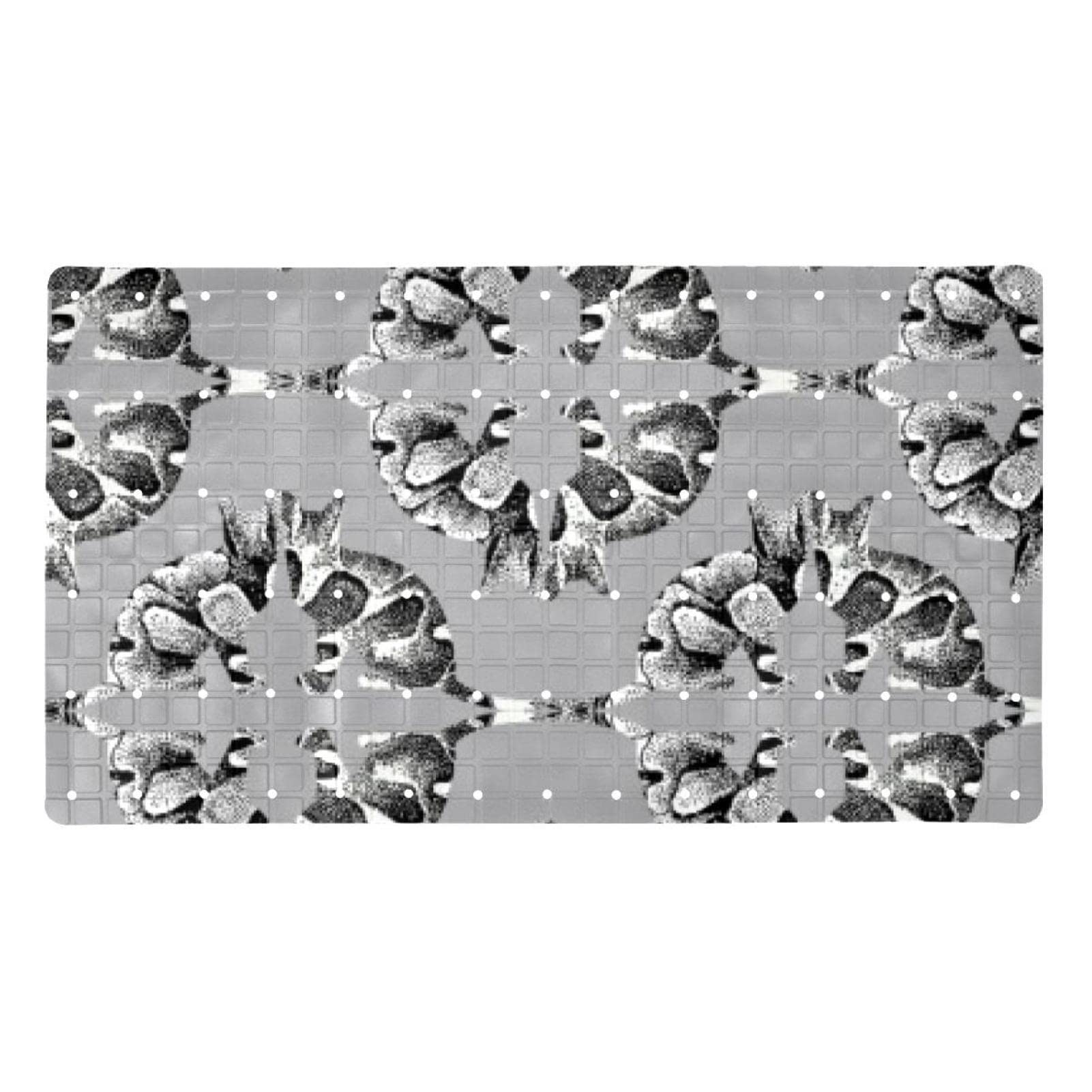 Tapis de bain antidérapant chat noir et blanc en PVC souple
