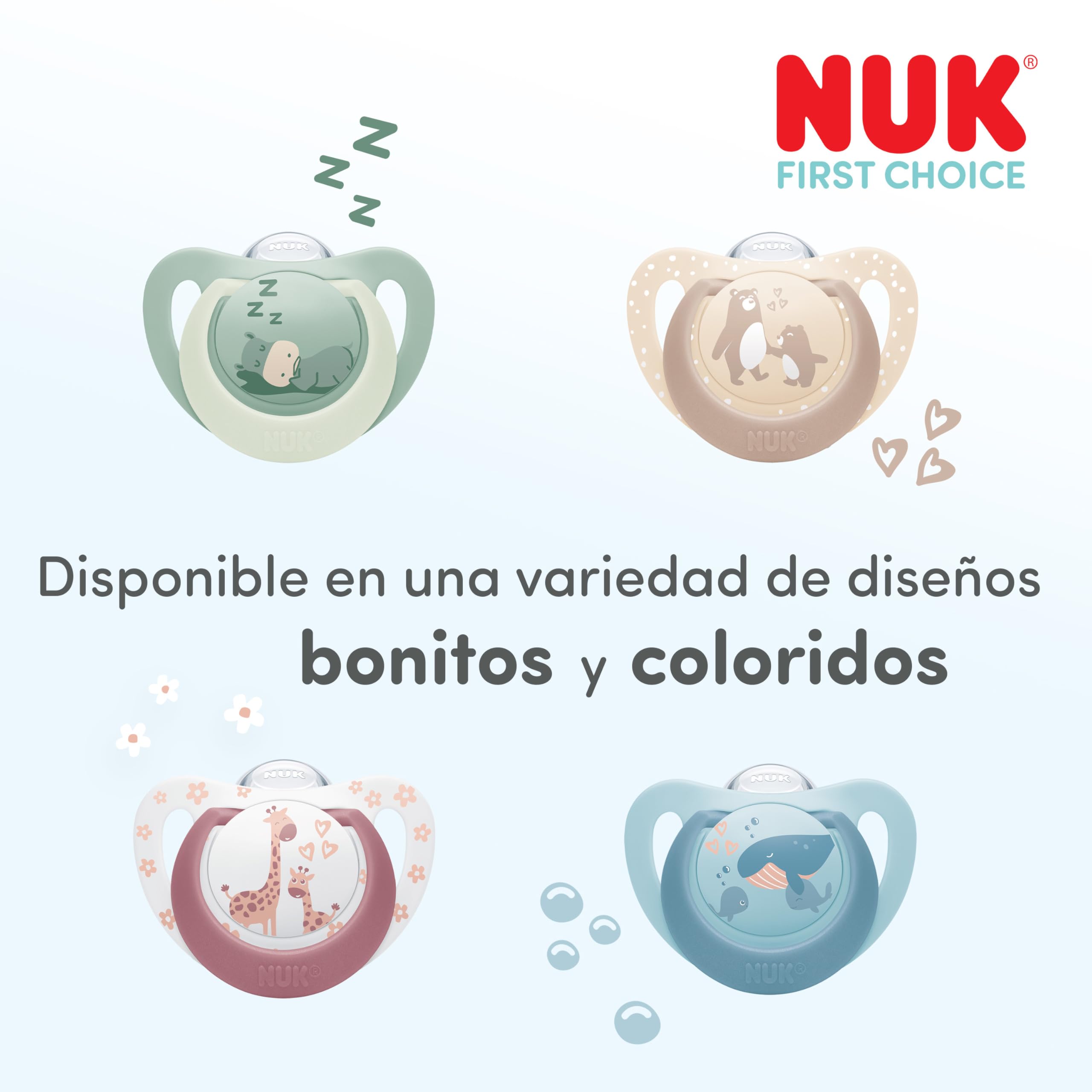 NUK First Choice Perfect Start Set de Biberones para Recién Nacidos | 0-6 Meses | 4 Anticólicos (150 ml, 300 ml), 2 Tetinas, 1 Chupete, 1 Cepillo para Biberones | Ballena | 8 Piezas