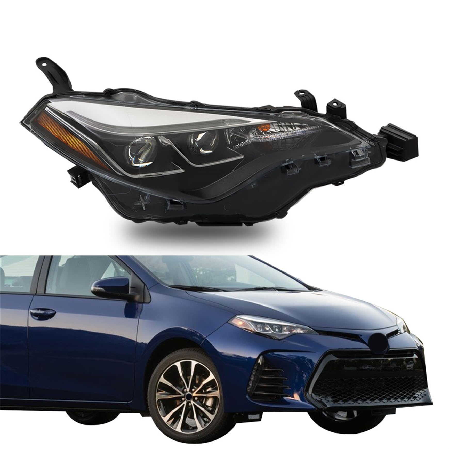 Silscvtt 1PC Passenger Side Replacement for Toyota Corolla SE 2017-2019 Headlamp 8111002M90 TO2503249 Headlights Assembly