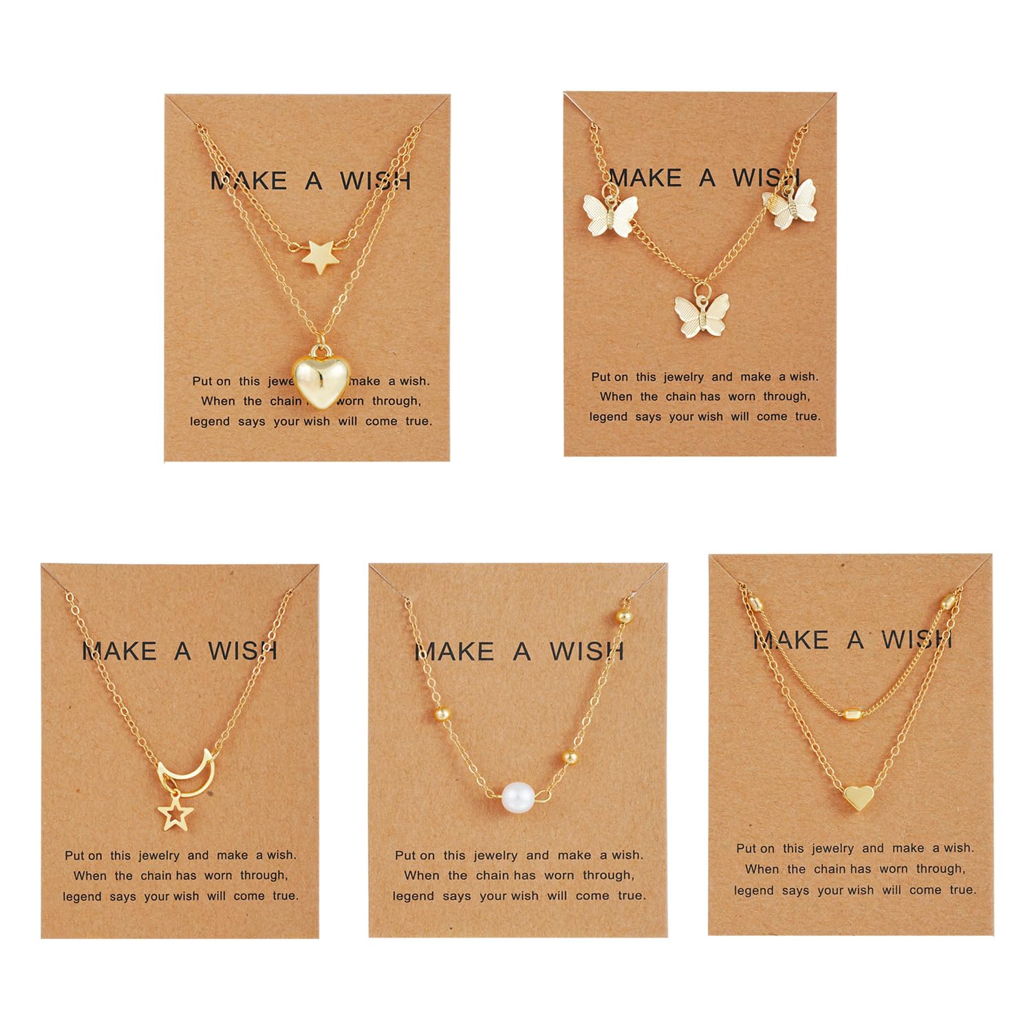 5 Pcs Latest Stylish Heart Butterfly Pearl Necklace Jewellery Set for Women Pendant Necklace Gifts for Girls (16476np)