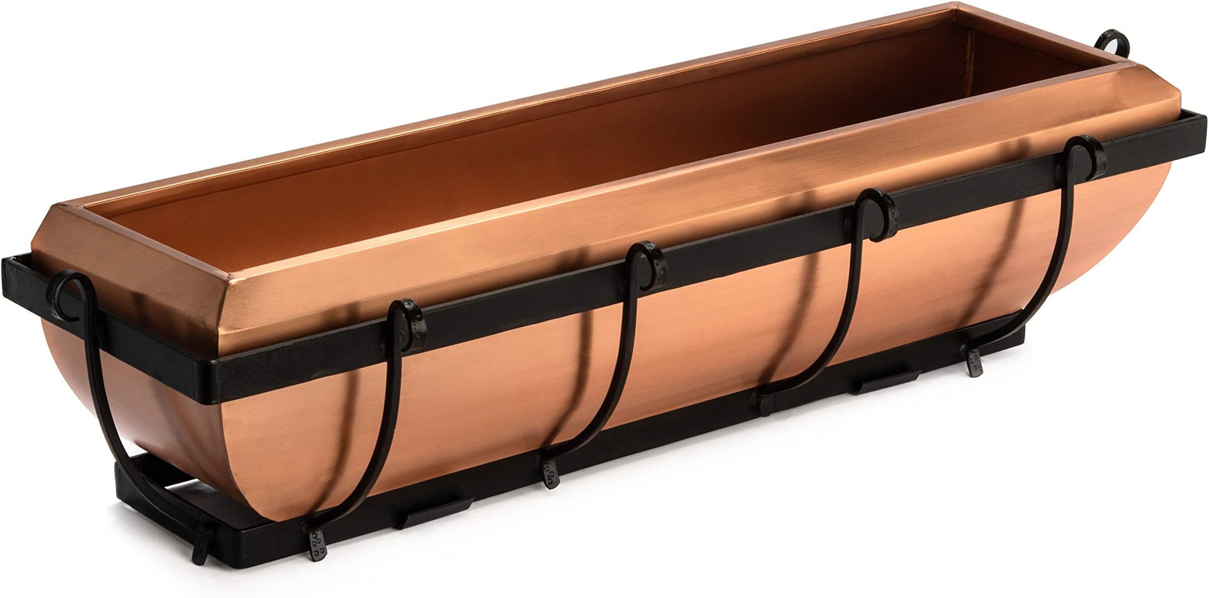 H PotterWindow Planter Box Copper Flower Outdoor Plant Container for Windows Attach to House Deck Balcony Long Rectangular Shape 30 Inch Model Gar134