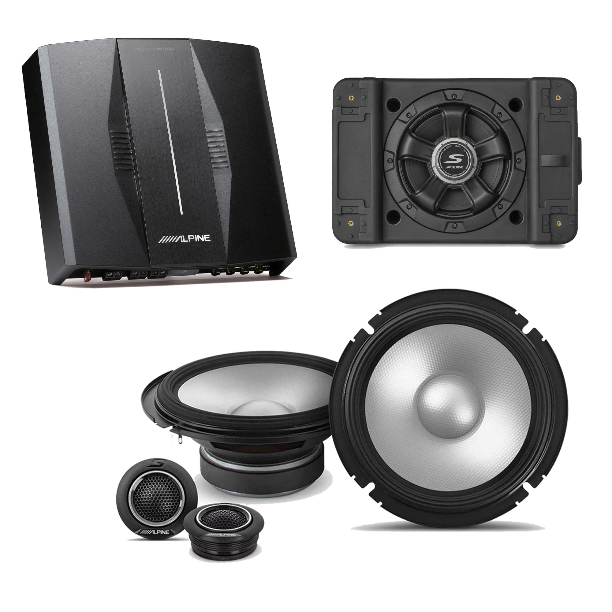 Alpine PXE-C80-88 OPTIM8 8-Channel Hi-Res DSP Amplifier w/SS-SB10 Subwoofer, S2-S65C 6.5