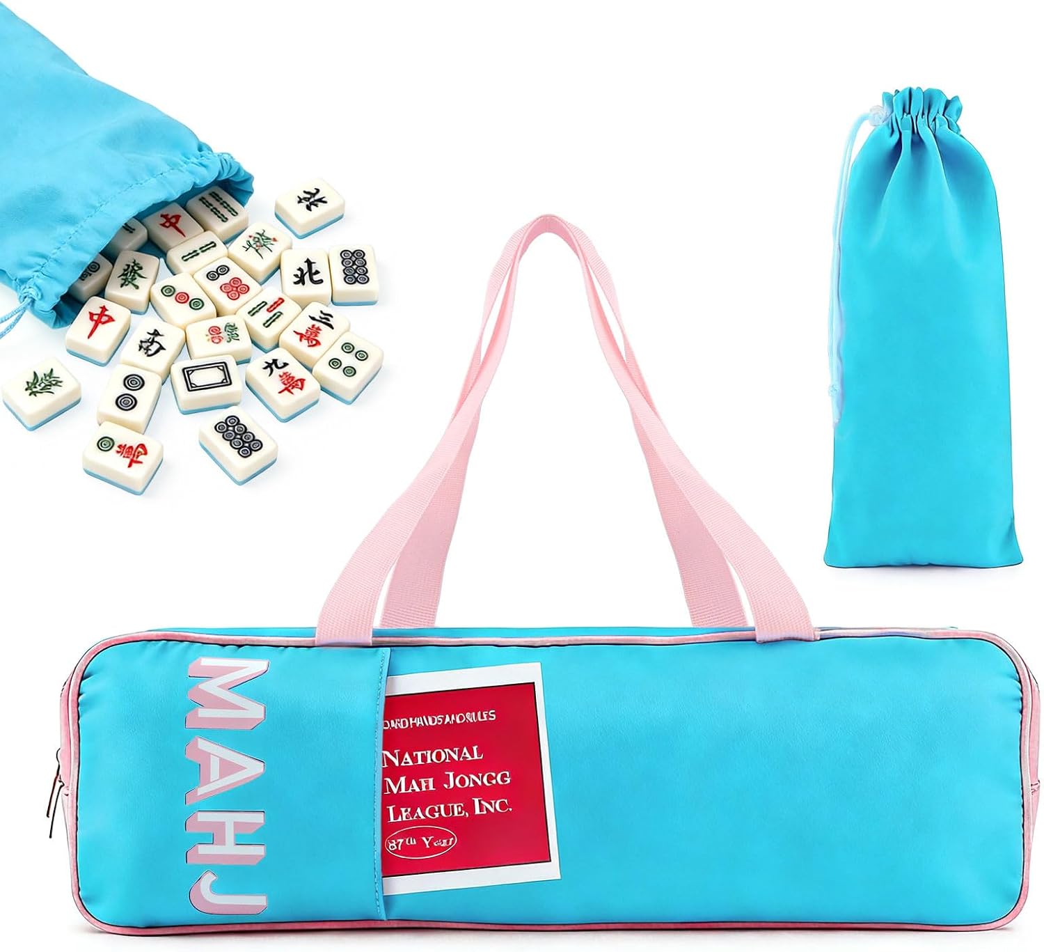 Mahjong Storage Bag, 21"×6.5"×2" Mahjong Rack Tote Bag with Outer Pocket image 4