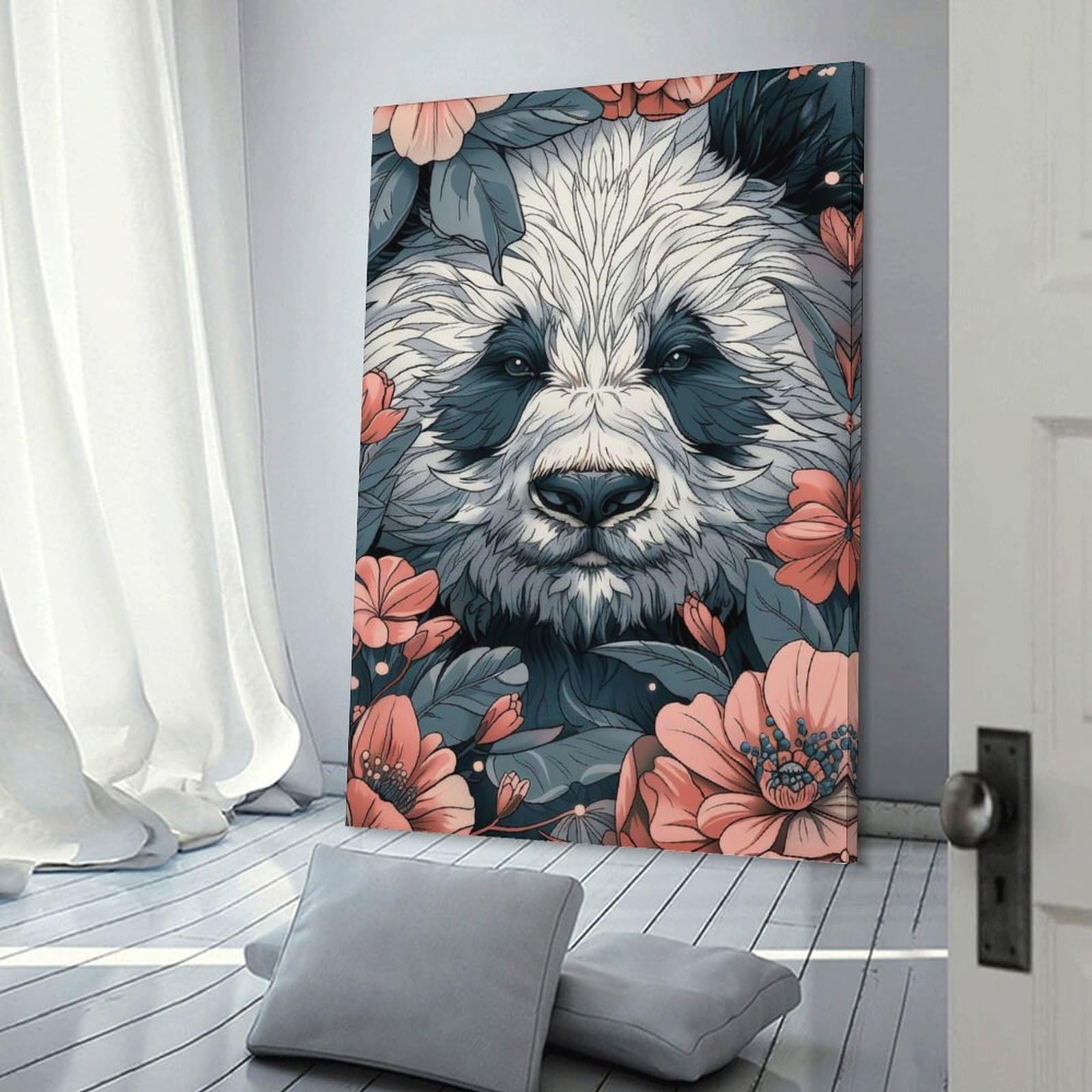 Junmoney Frame-Style-20 Panda Room Decor Wall Art 08X12inch(20X30cm), For Lounge Decor, Offices Or Entryway Styling, A Flexible Wall Accent For Shared Spaces