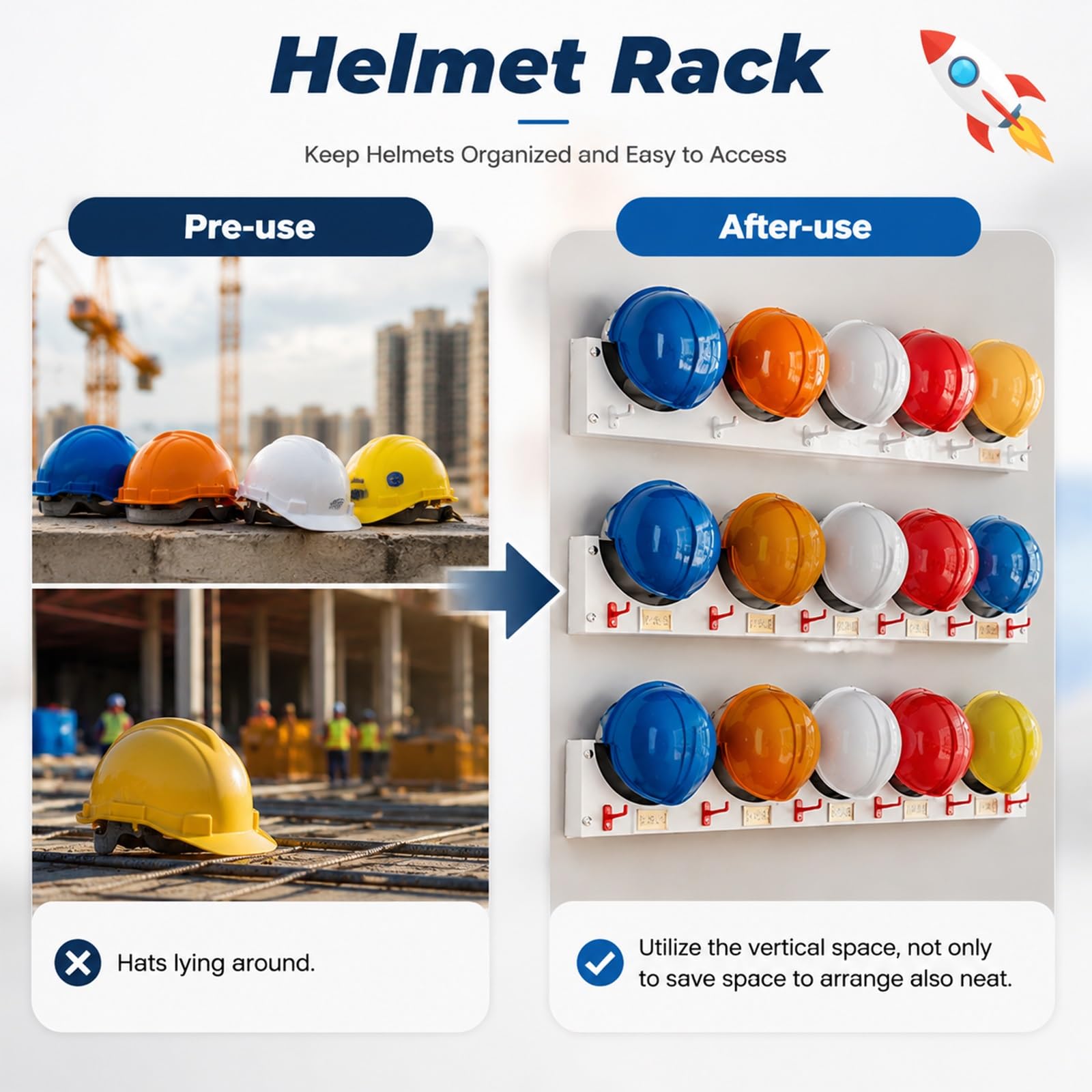 Porta Gorras Organizador De Gorras Organizador Soporte Casco Seguridad con Gancho Suspensión Sombrero